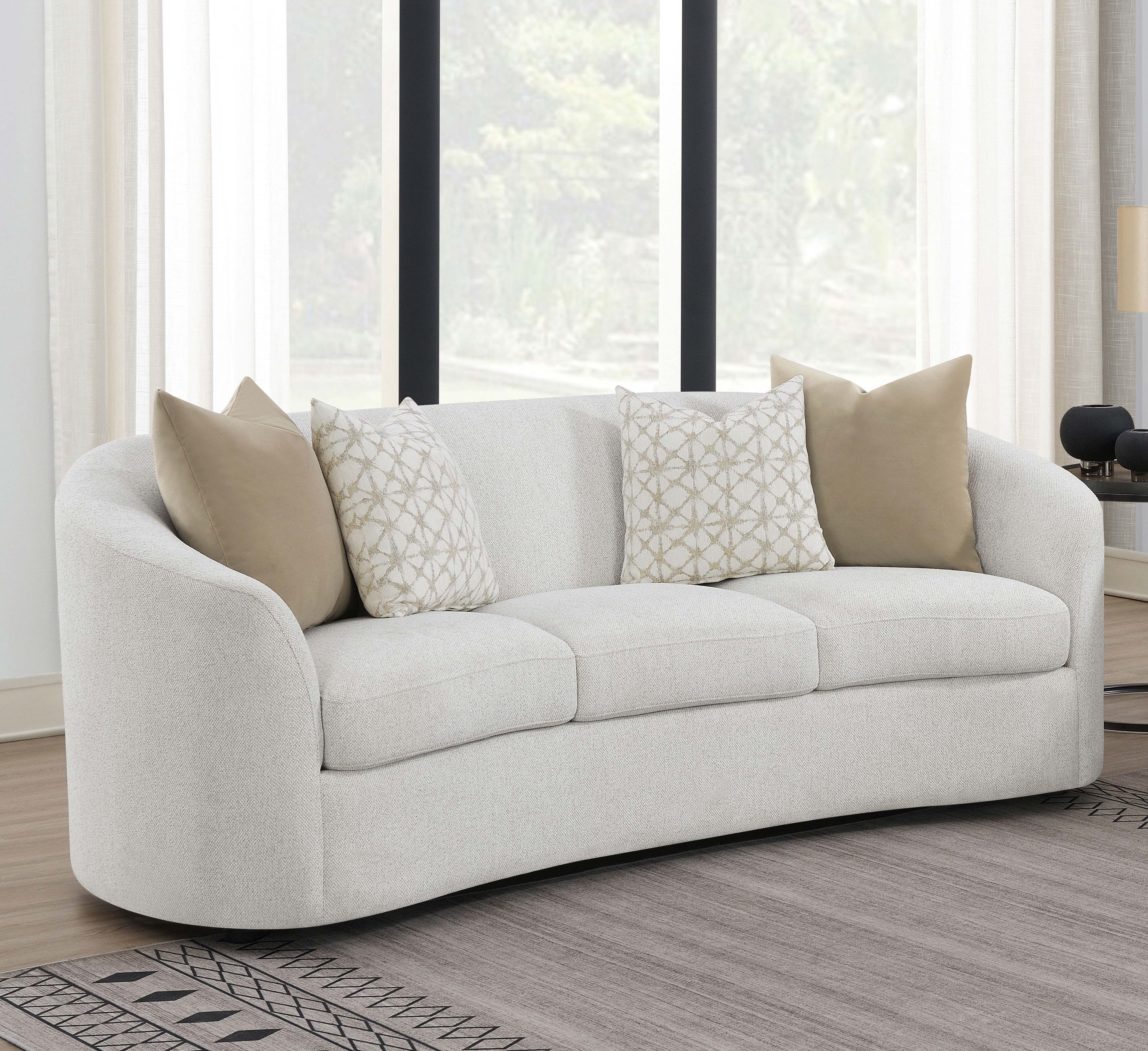 Rainn Boucle Upholstered Sloped Arm Sofa Latte — view 2