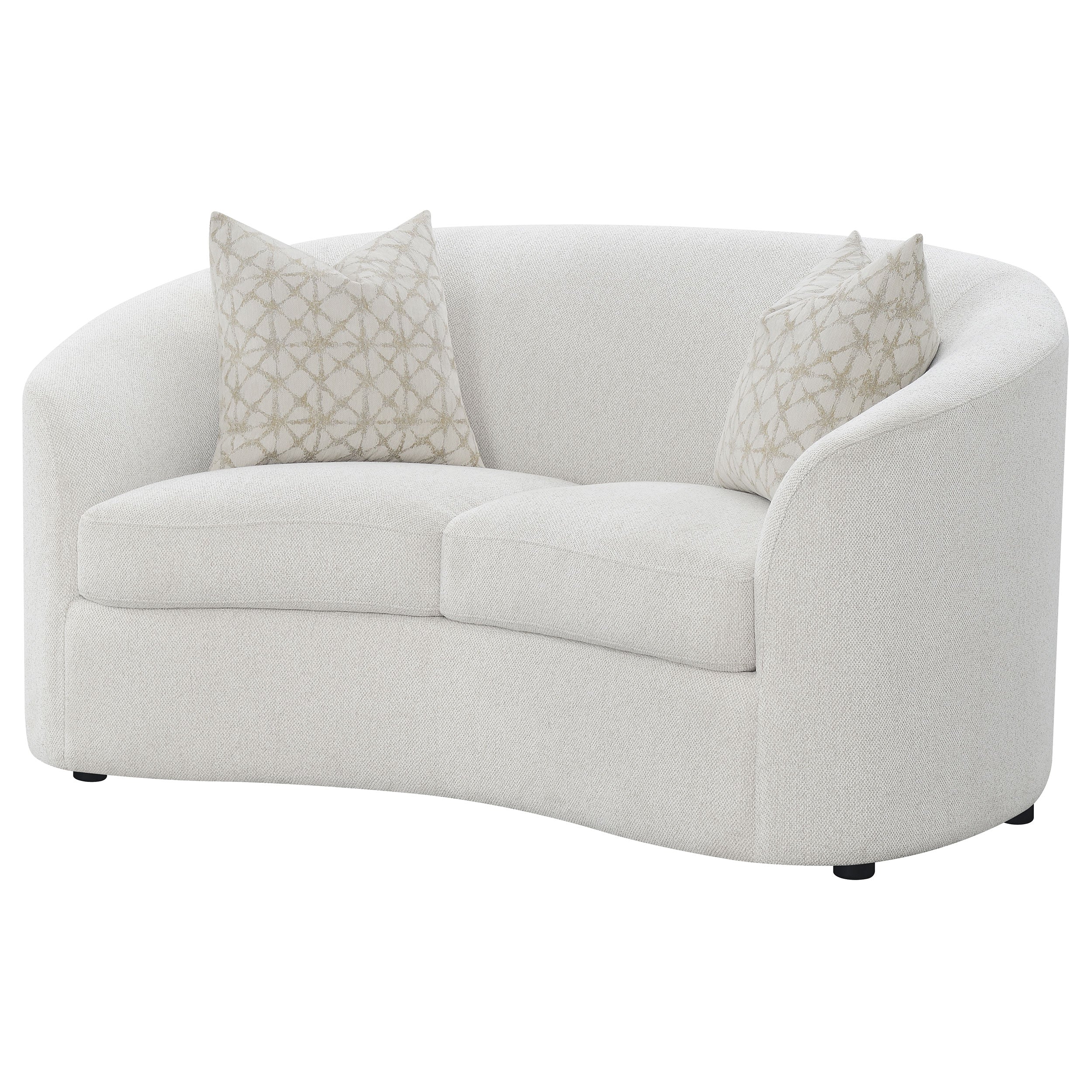 Rainn Boucle Upholstered Sloped Arm Loveseat Latte — view 4