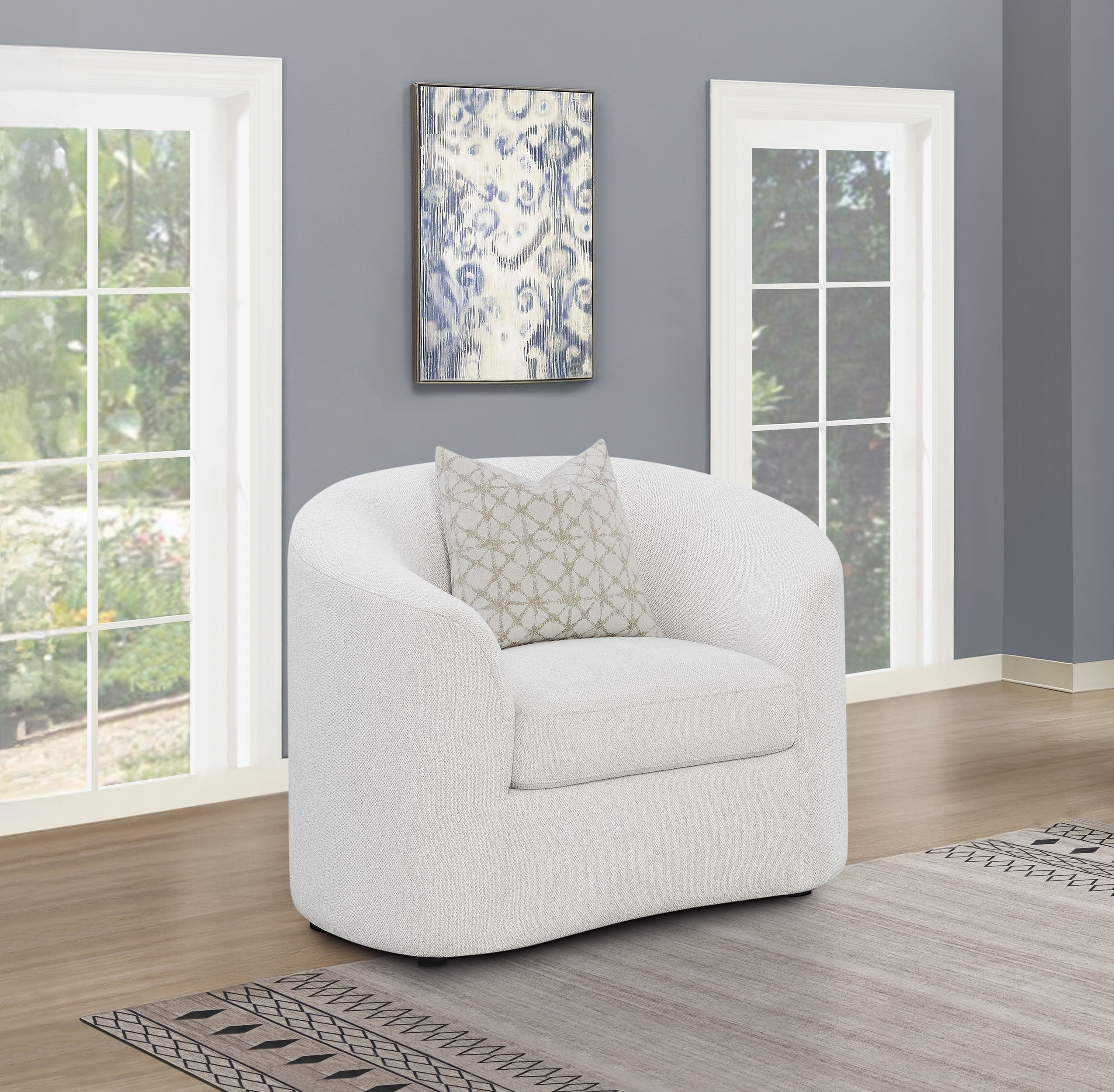Rainn Boucle Upholstered Sloped Arm Accent Chair Latte — view 2