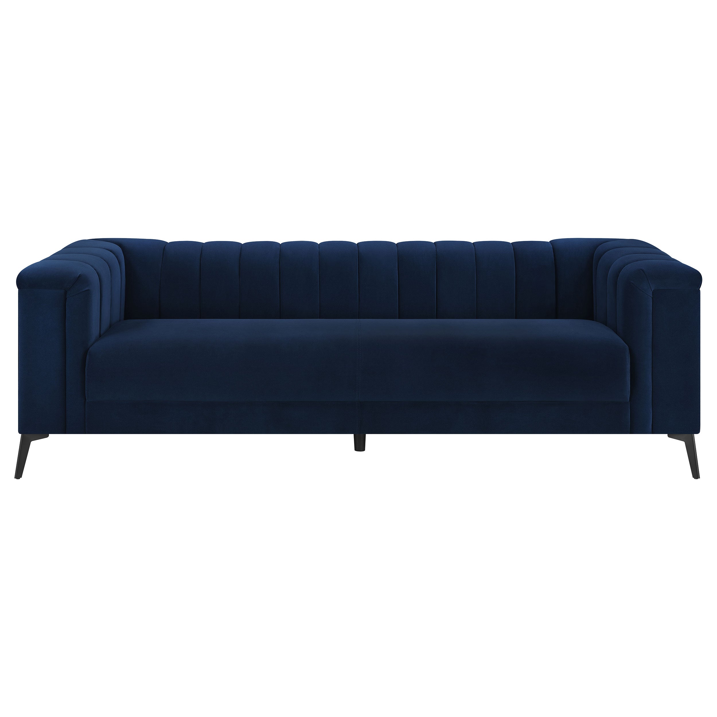 Chalet Upholstered Tuxedo Arm Tufted Sofa Blue — view 3