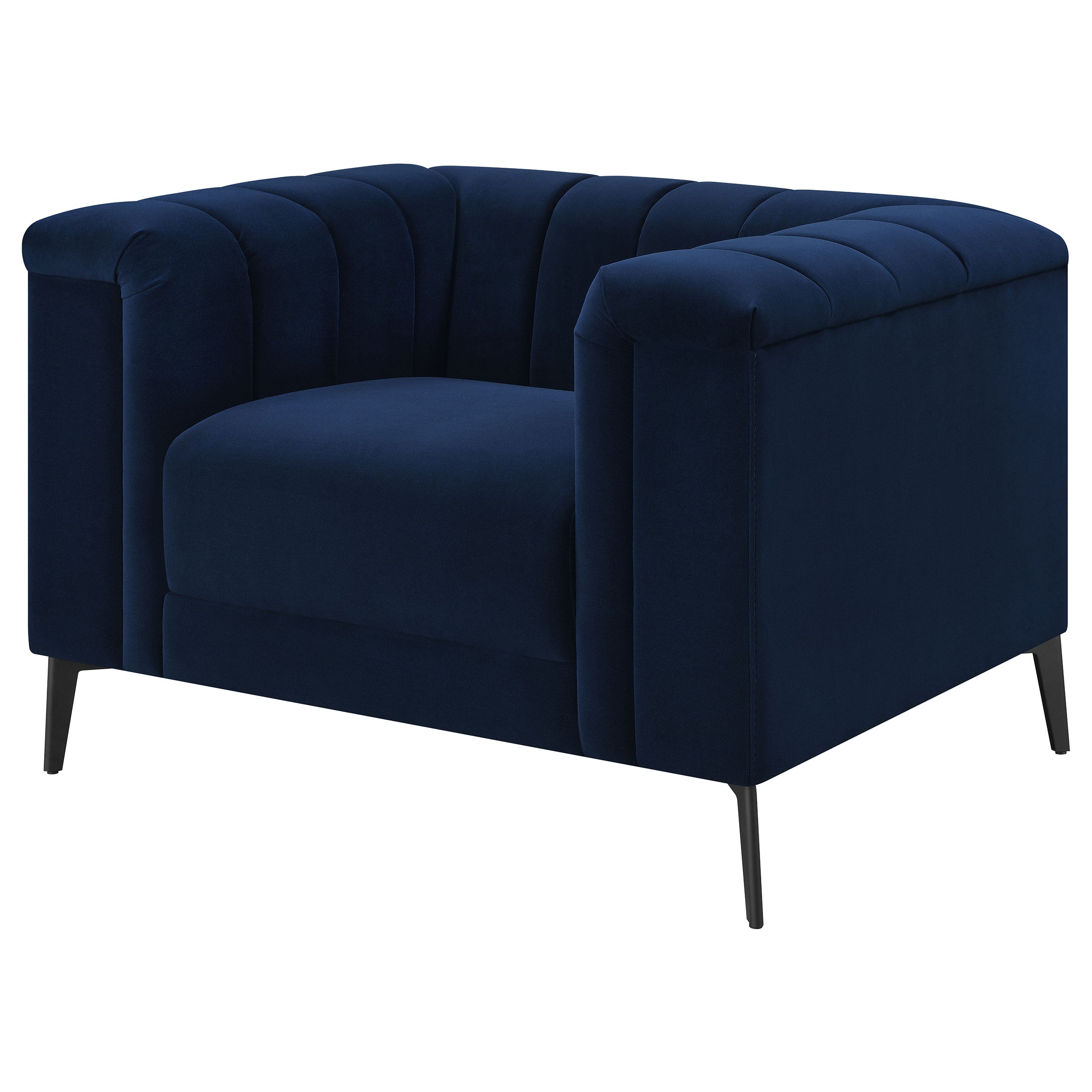 Chalet Upholstered Tuxedo Arm Tufted Chair Blue — view 4