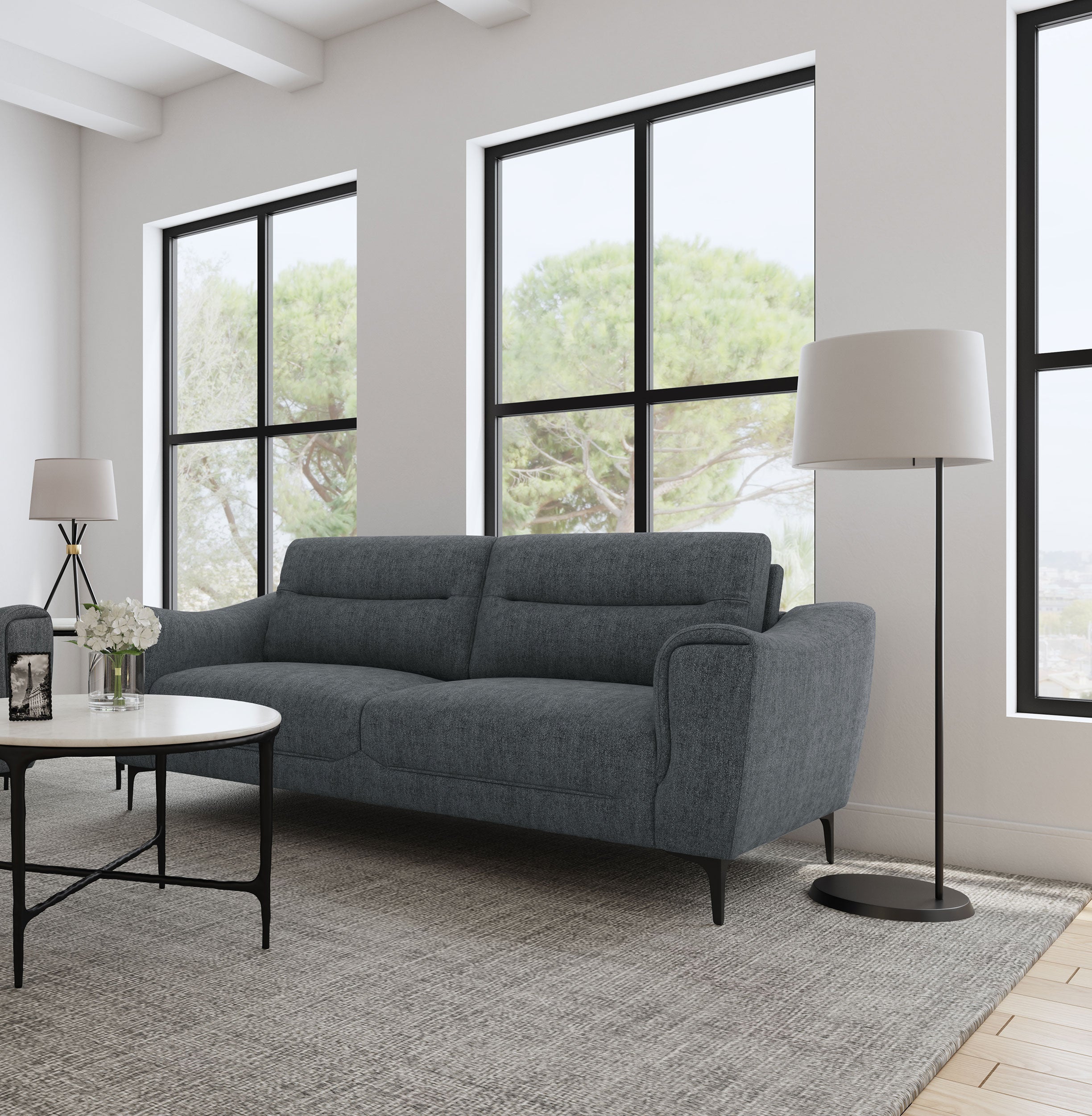 Nolan Upholstered Sloped Track Arm Sofa Charcoal — view 2