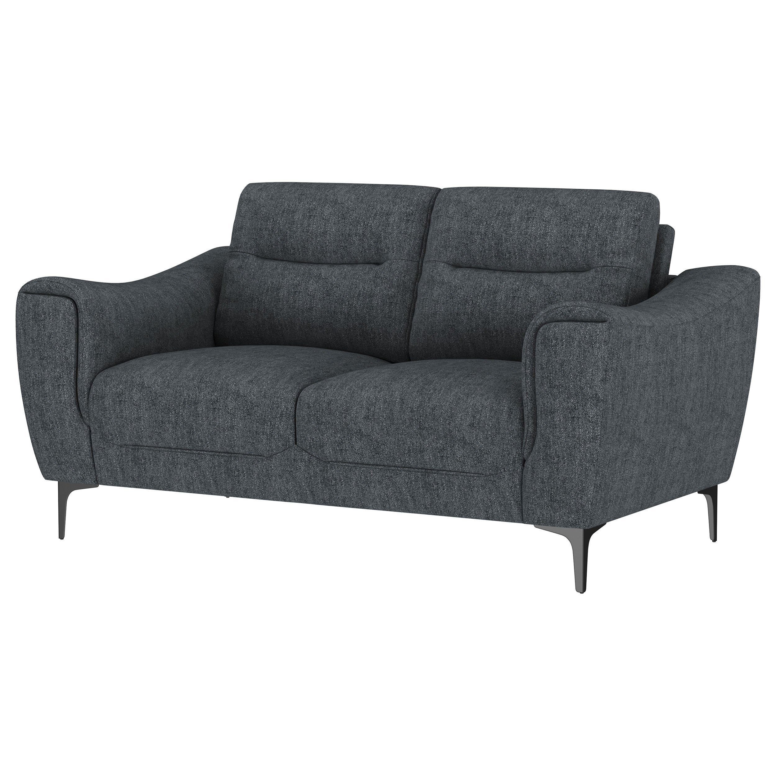 Nolan Upholstered Sloped Track Arm Loveseat Charcoal — view 4
