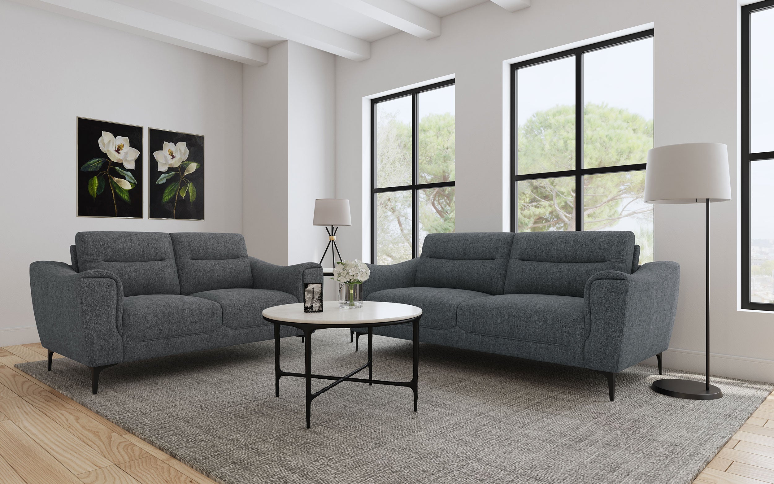 Nolan Upholstered Sloped Track Arm Loveseat Charcoal — view 13