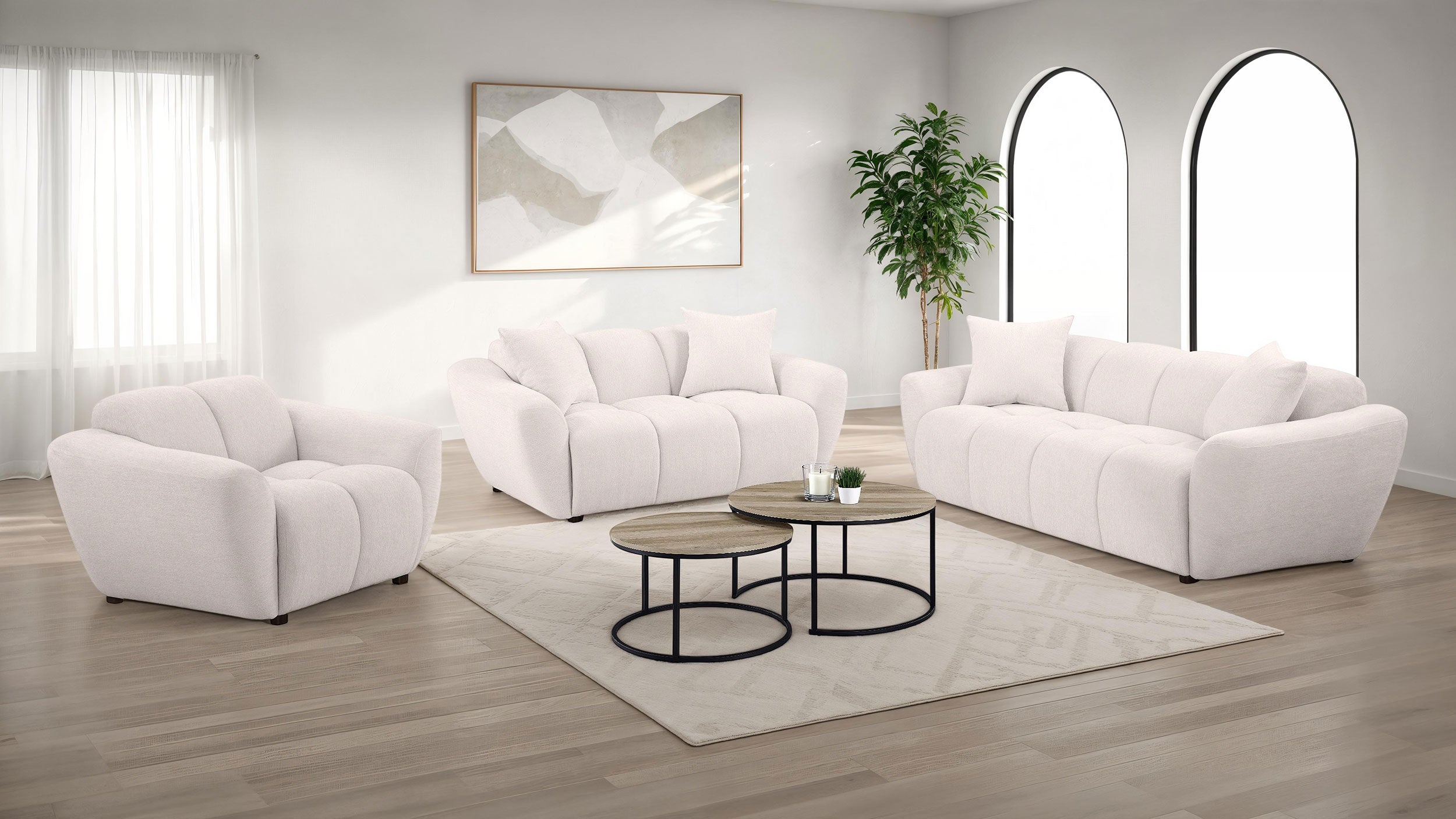 Destino 3-piece Chenille Splayed Arm Sofa Set Greige — view 1