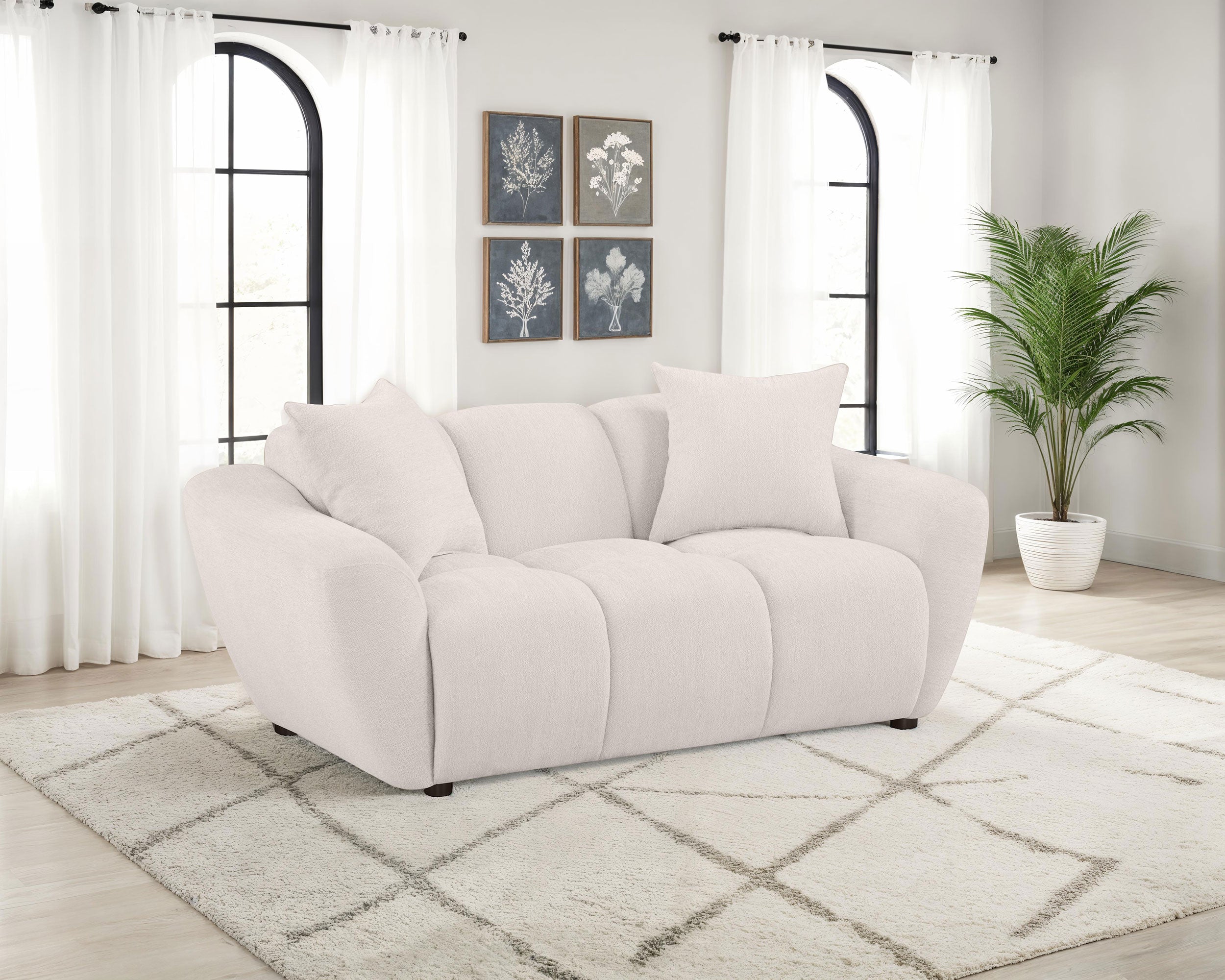 Destino Chenille Upholstered Splayed Arm Loveseat Greige — view 2