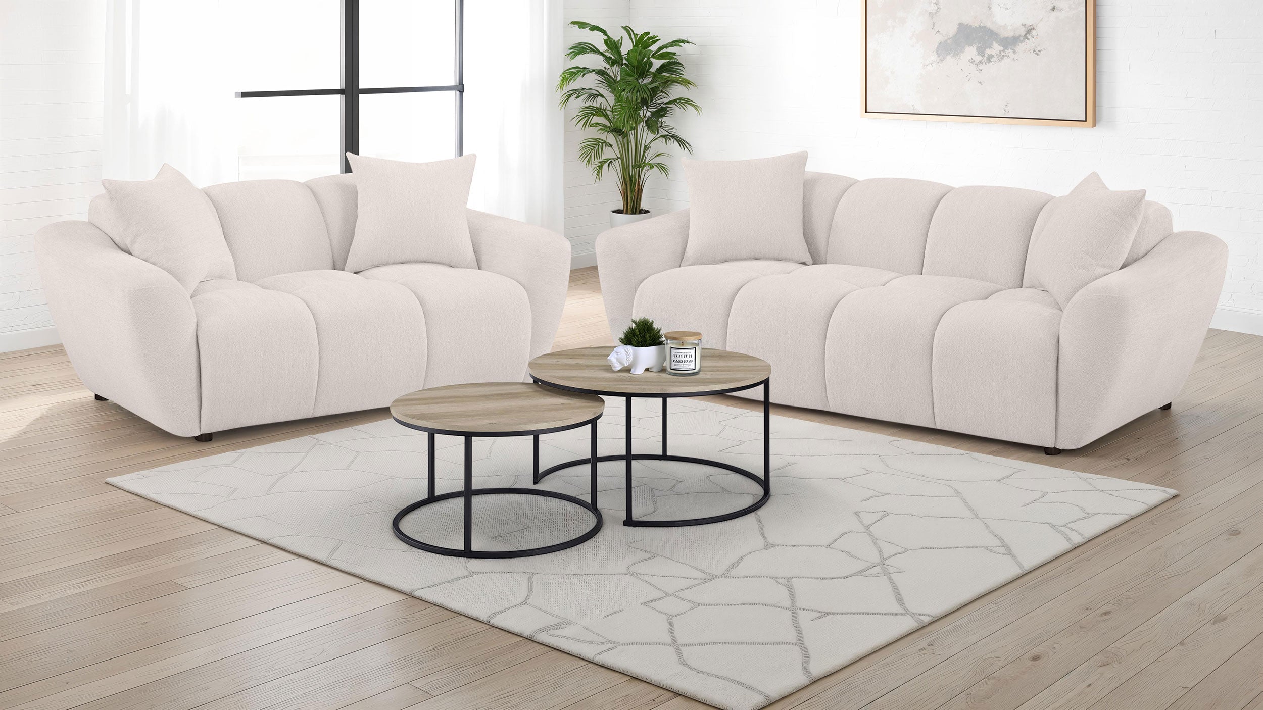 Destino Chenille Upholstered Splayed Arm Loveseat Greige — view 11