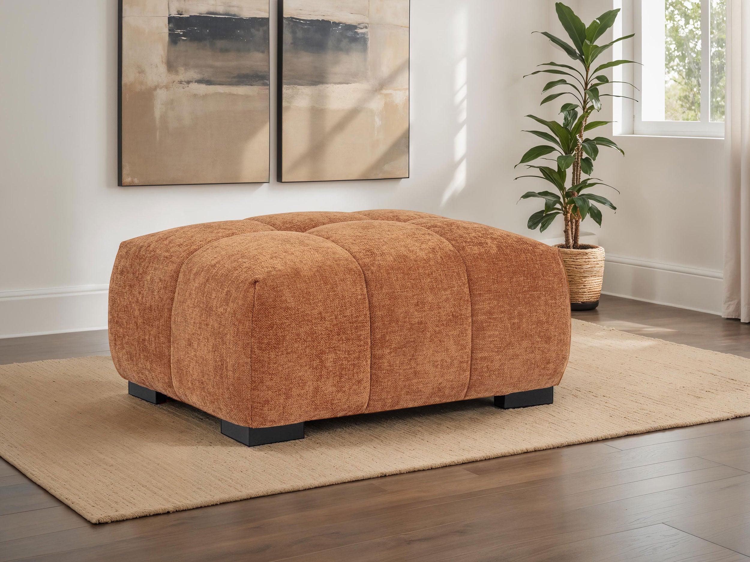 Octavia Upholstered Rectangular Ottoman Orange — view 2