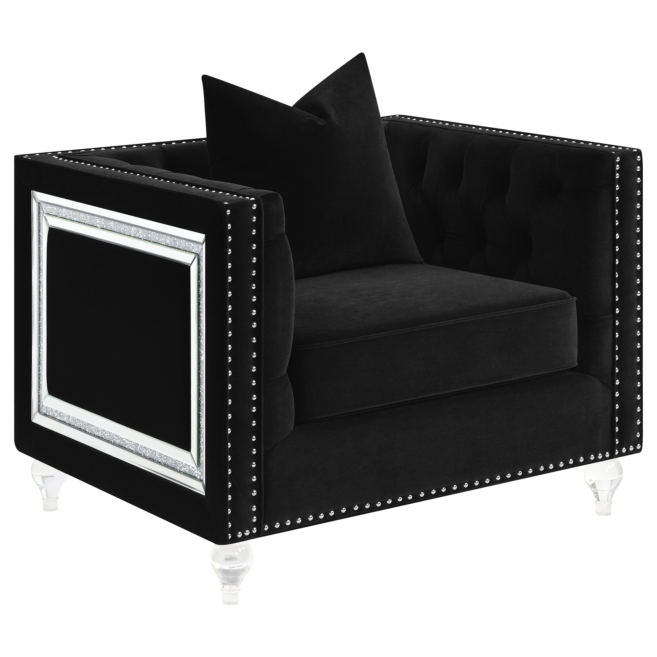 Delilah Upholstered Tufted Tuxedo Arm Accent Chair Black — view 1