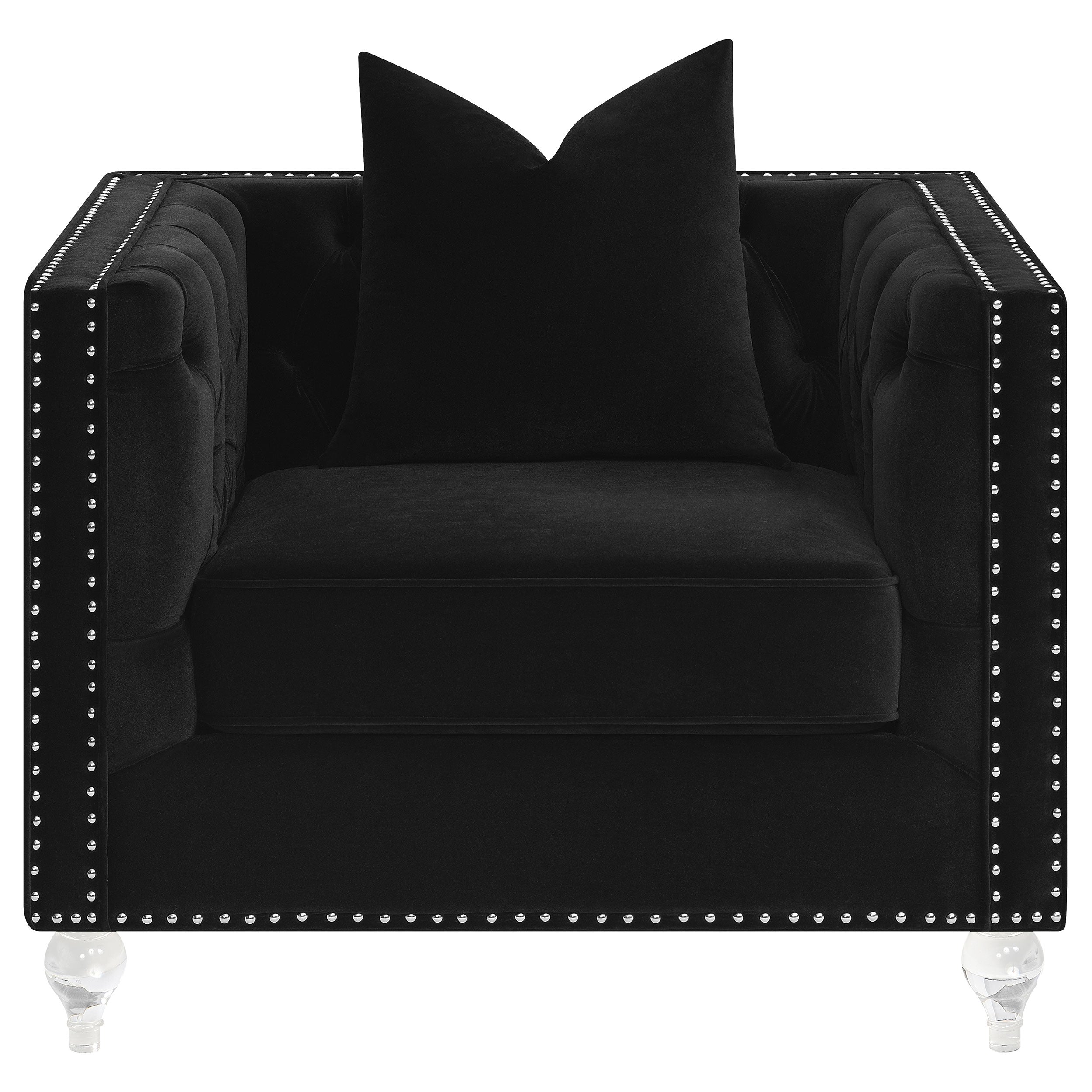 Delilah Upholstered Tufted Tuxedo Arm Accent Chair Black — view 2