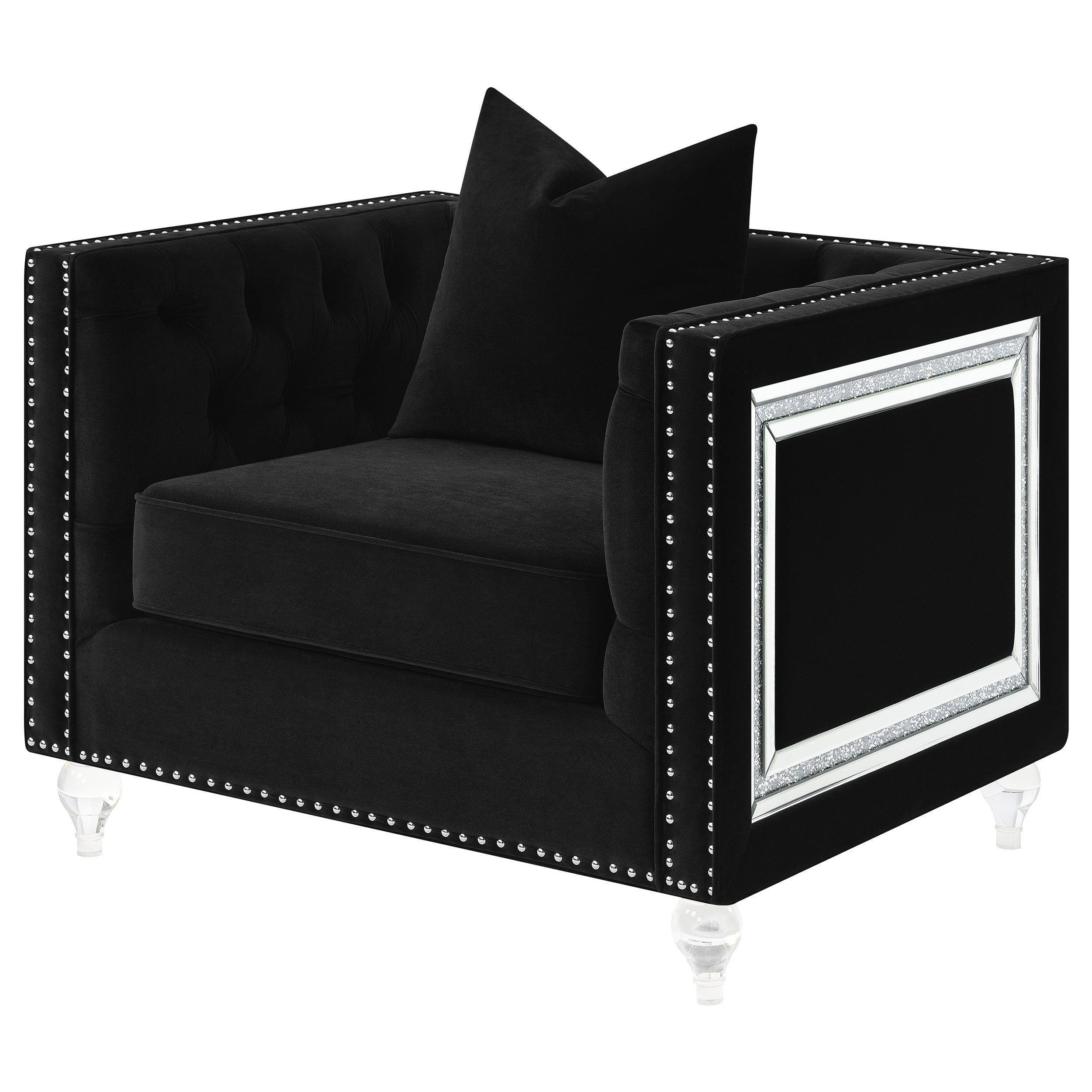 Delilah Upholstered Tufted Tuxedo Arm Accent Chair Black — view 3