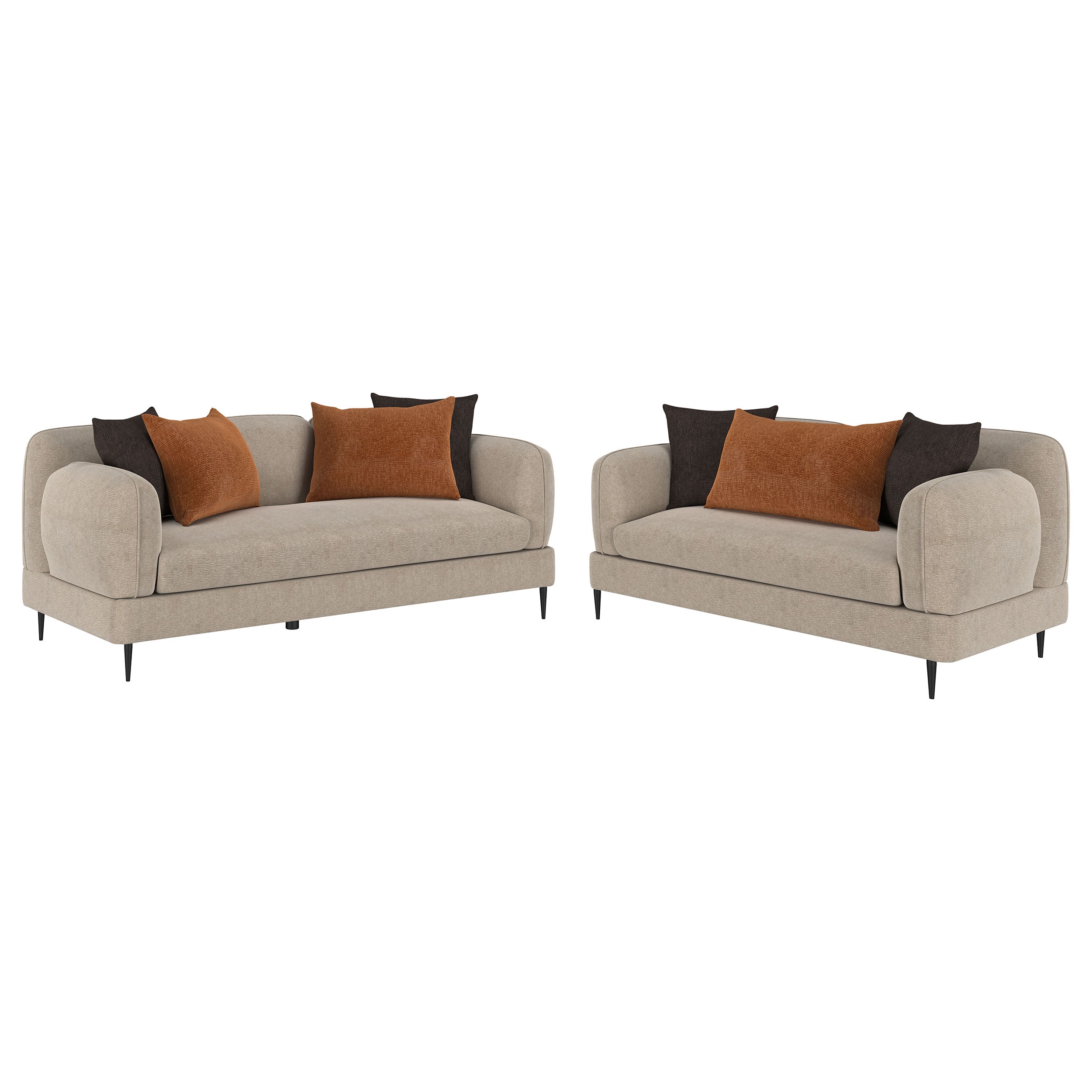 Jade 2-piece Chenille Upholstered Sofa Set Latte — view 1