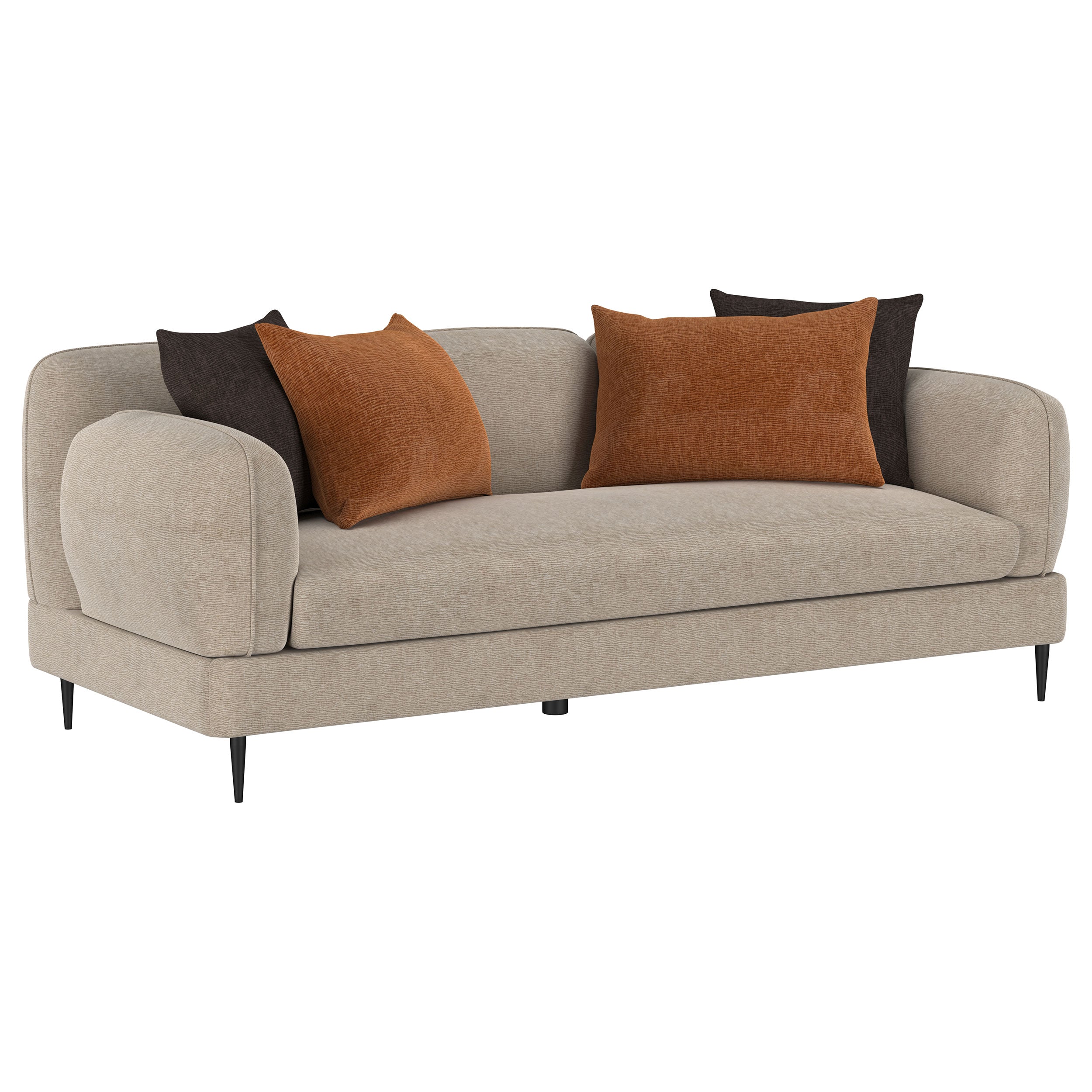 Jade Chenille Upholstered Sculpted Track Arm Sofa Latte — view 1