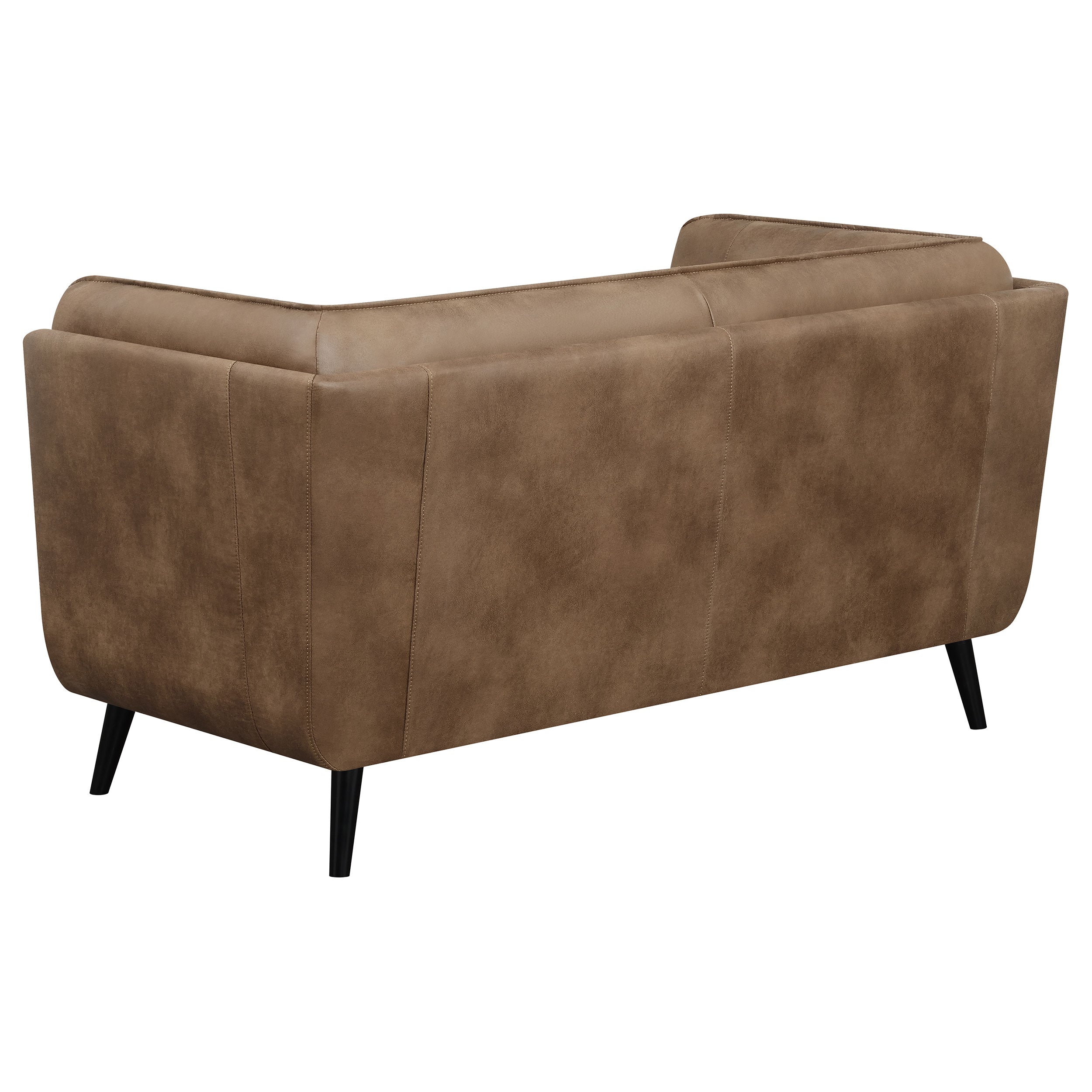 Thatcher Upholstered Tuxedo Arm Tufted Loveseat Brown — view 6
