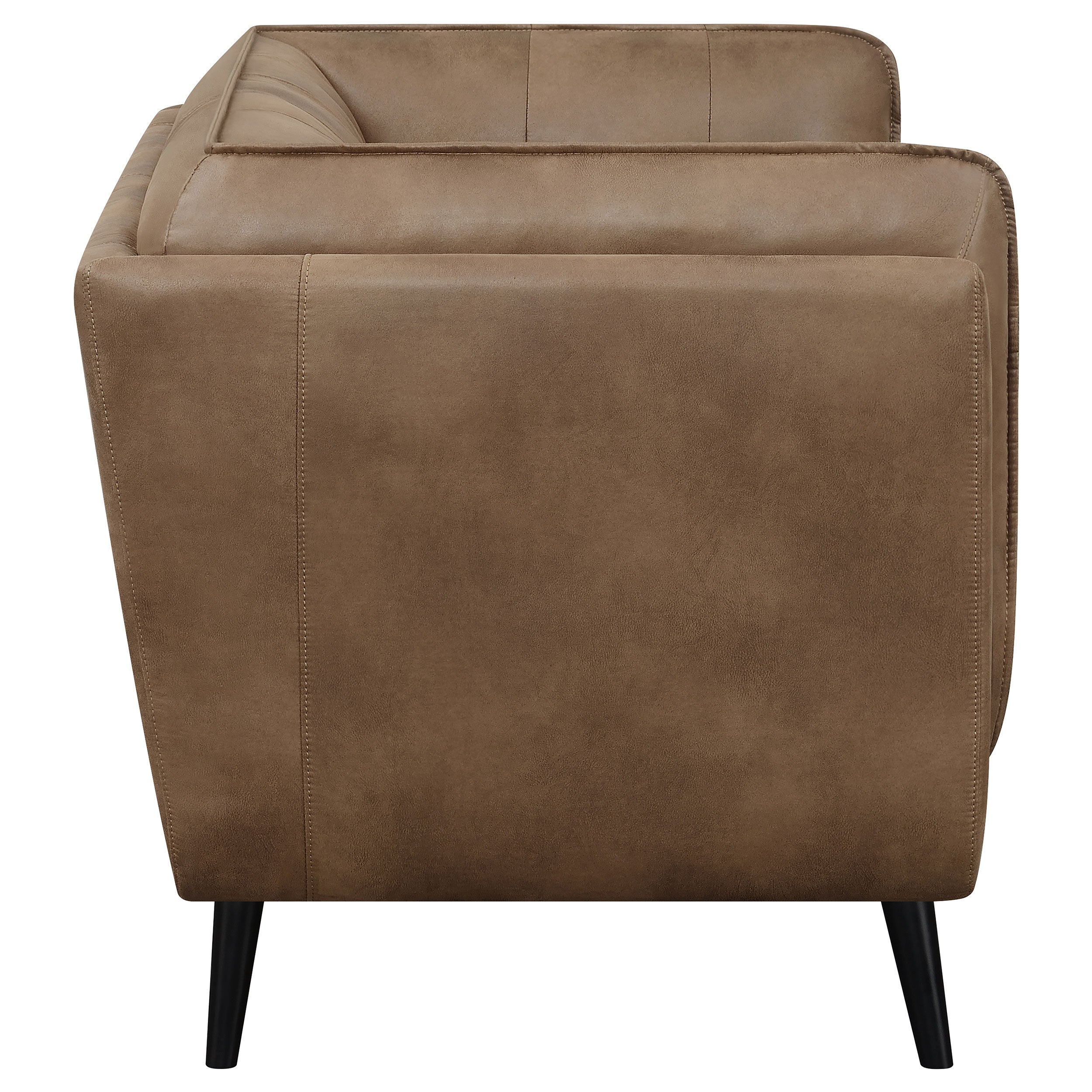 Thatcher Upholstered Tuxedo Arm Tufted Loveseat Brown — view 8