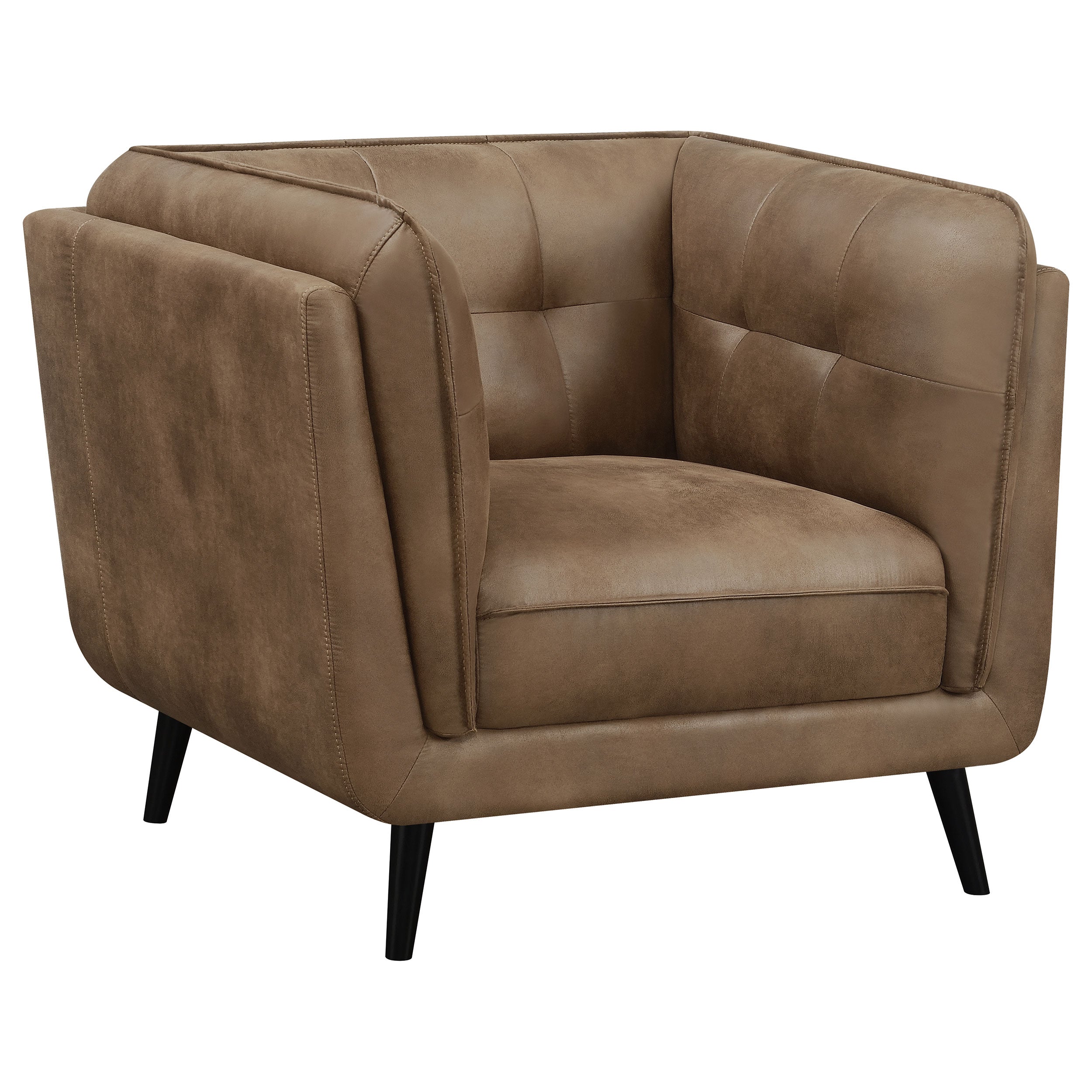 Thatcher Upholstered Tuxedo Arm Tufted Accent Chair Brown — view 1