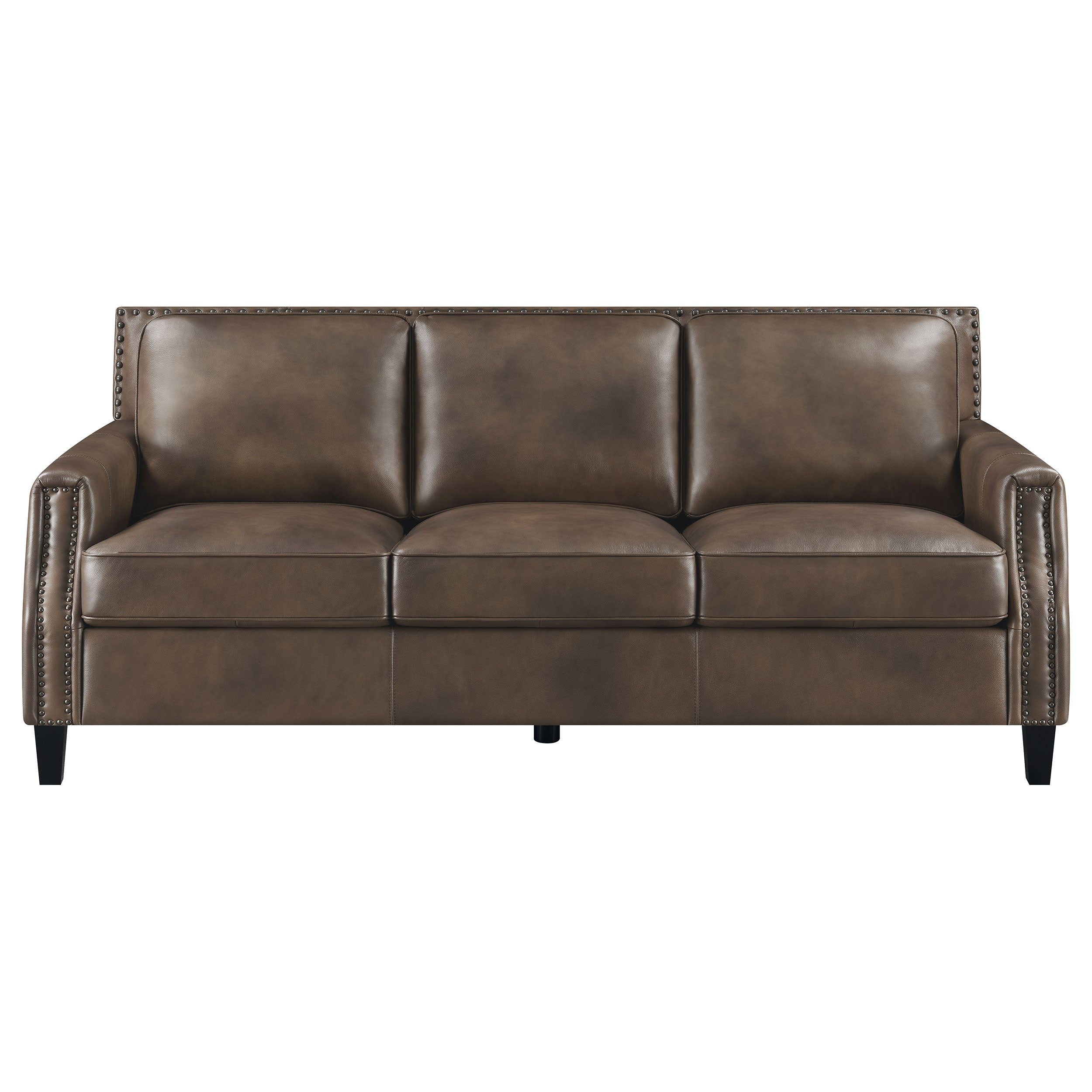 Leaton Upholstered Recessed Arm Sofa Brown Sugar — view 3