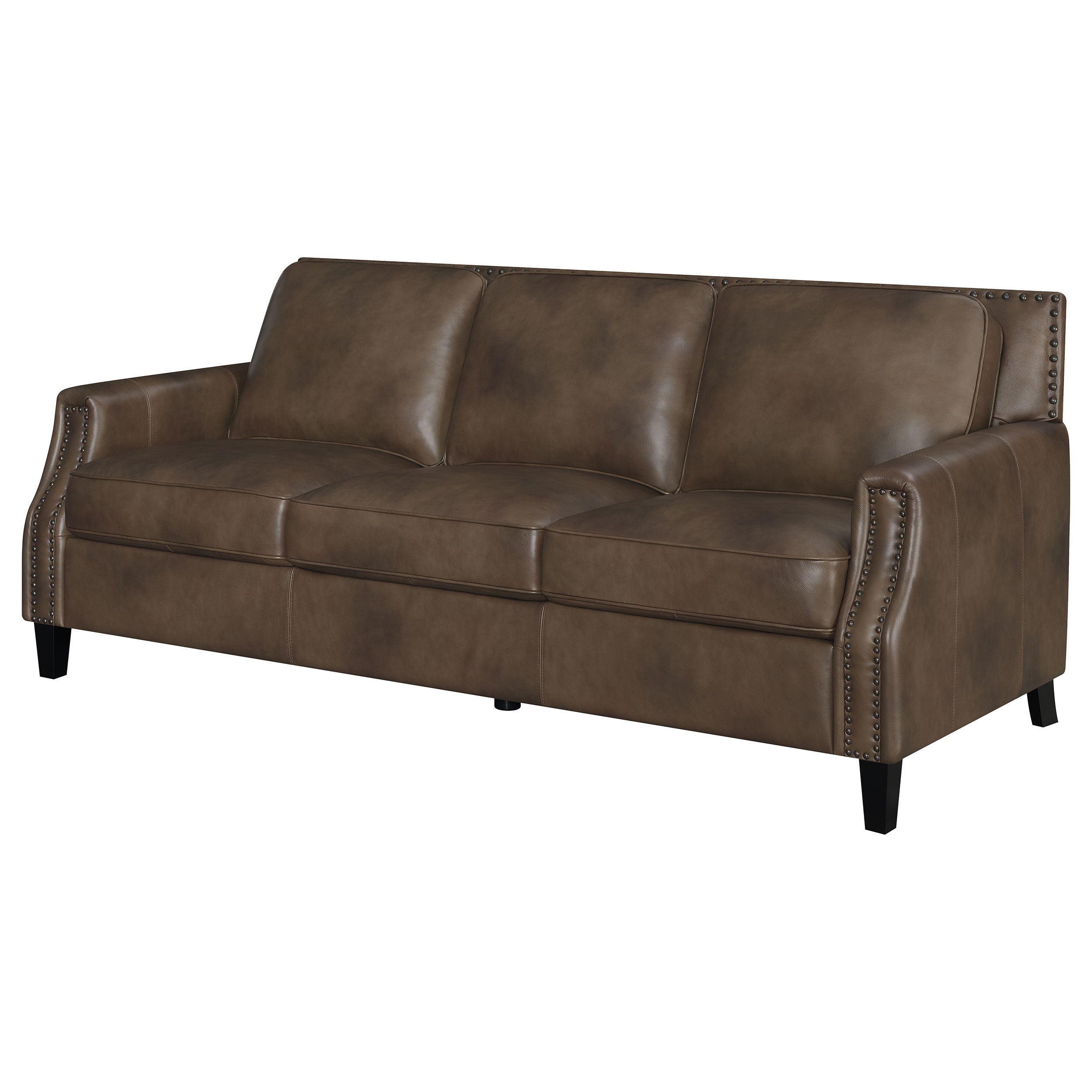 Leaton Upholstered Recessed Arm Sofa Brown Sugar — view 4
