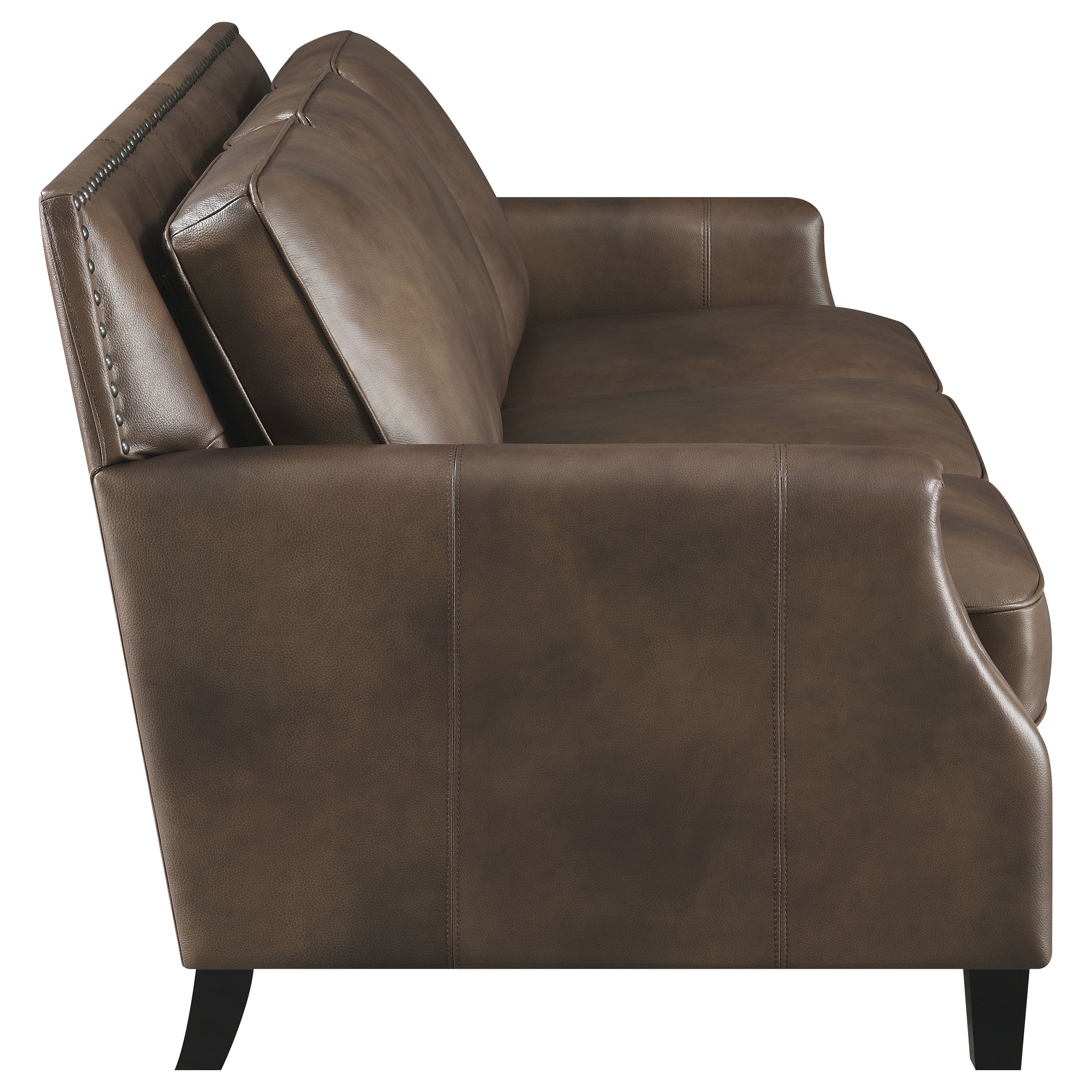 Leaton Upholstered Recessed Arm Sofa Brown Sugar — view 8