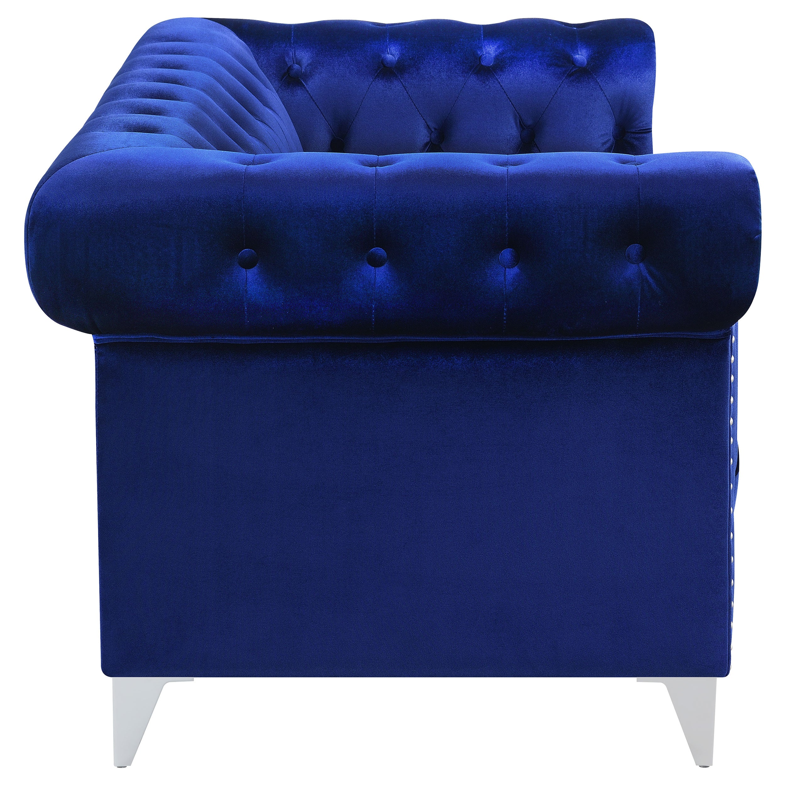 Bleker Upholstered Tuxedo Arm Tufted Loveseat Blue — view 8