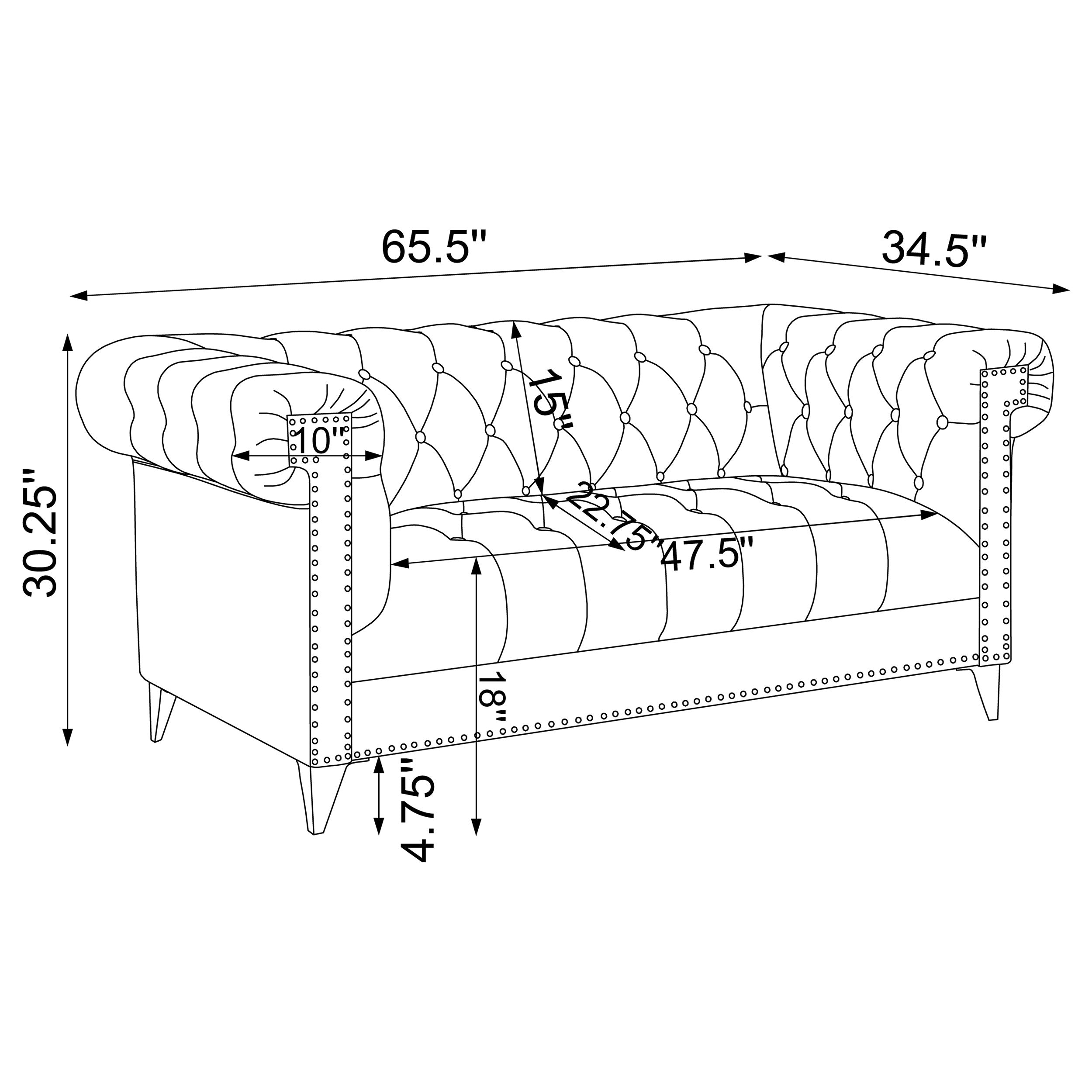 Bleker Upholstered Tuxedo Arm Tufted Loveseat Blue — view 10