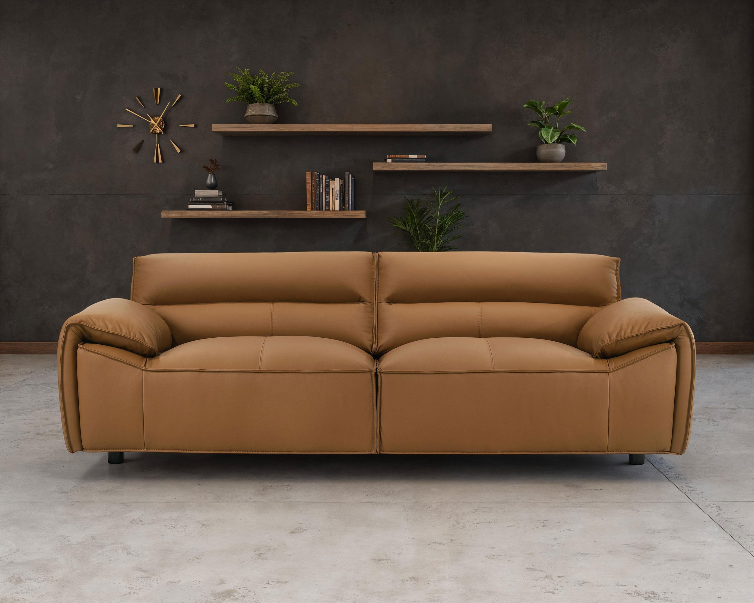 Buxton Top Grain Leather Upholstered Sofa Orange — view 2