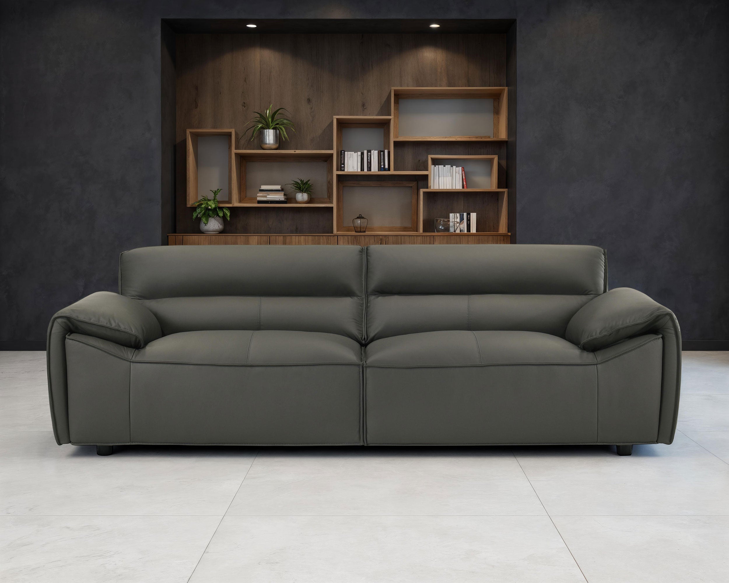 Buxton Top Grain Leather Upholstered Sofa Graphite — view 2