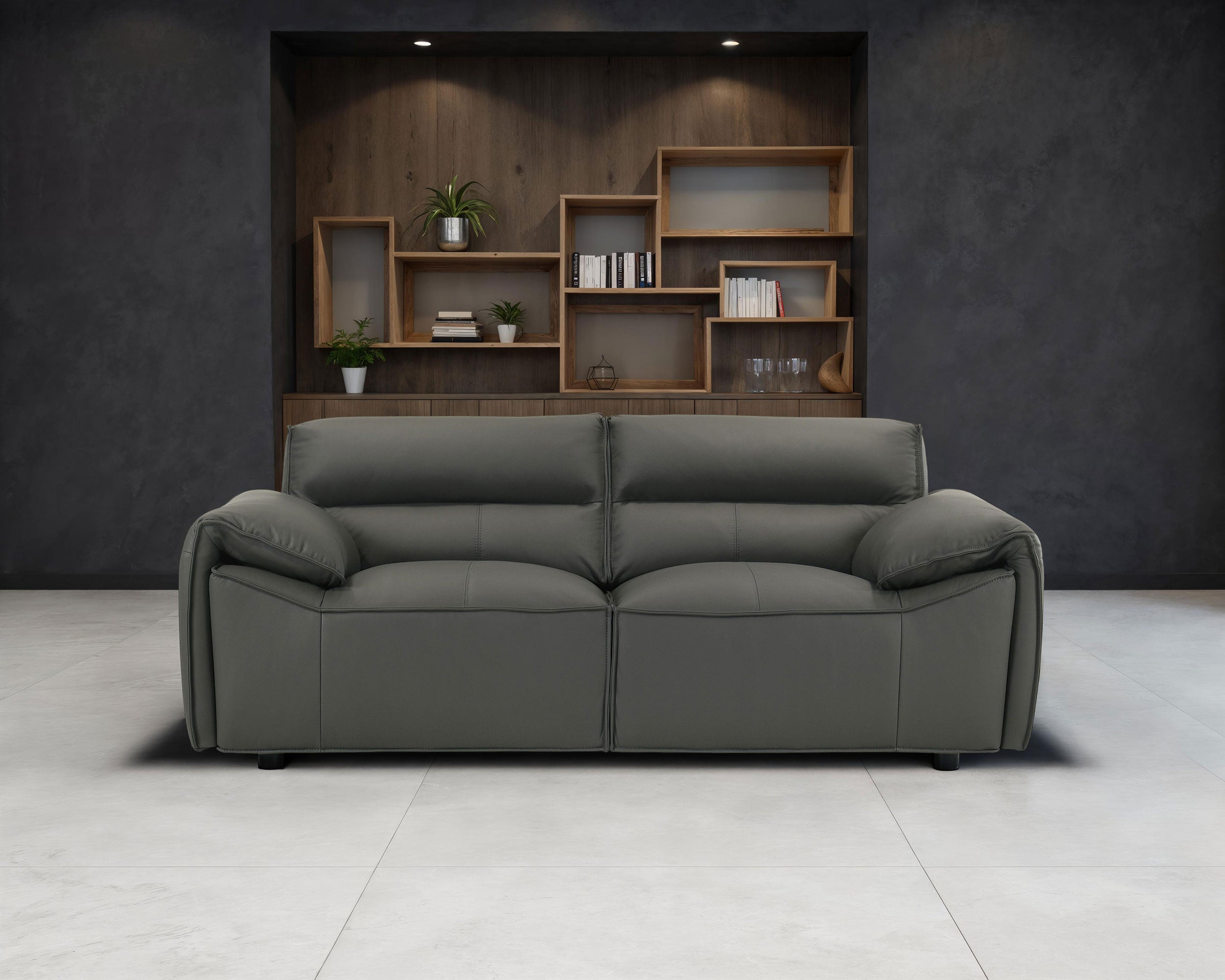 Buxton Top Grain Leather Upholstered Loveseat Graphite — view 2