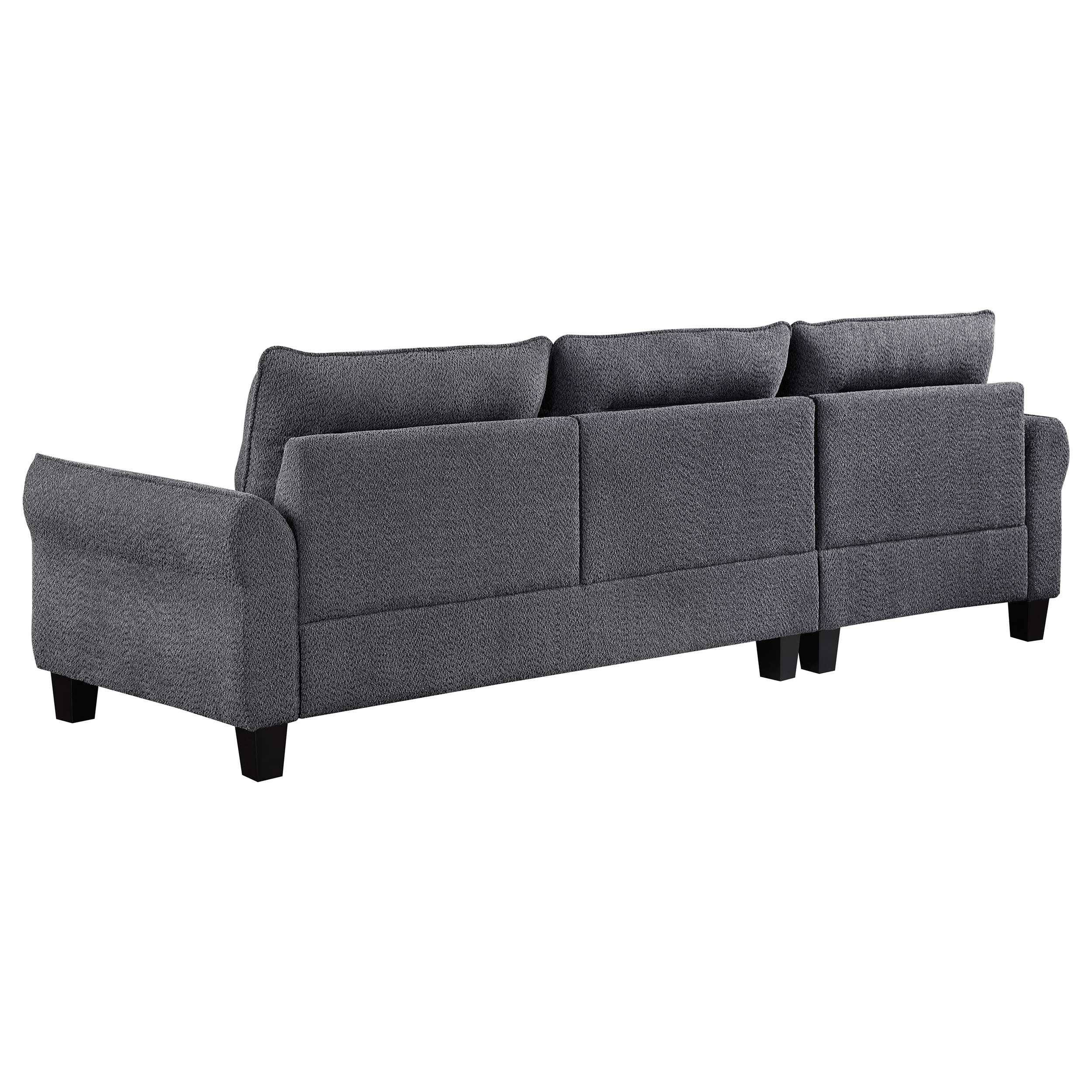 Caspian Upholstered Curved Arm Chaise Sectional Sofa Grey — view 8