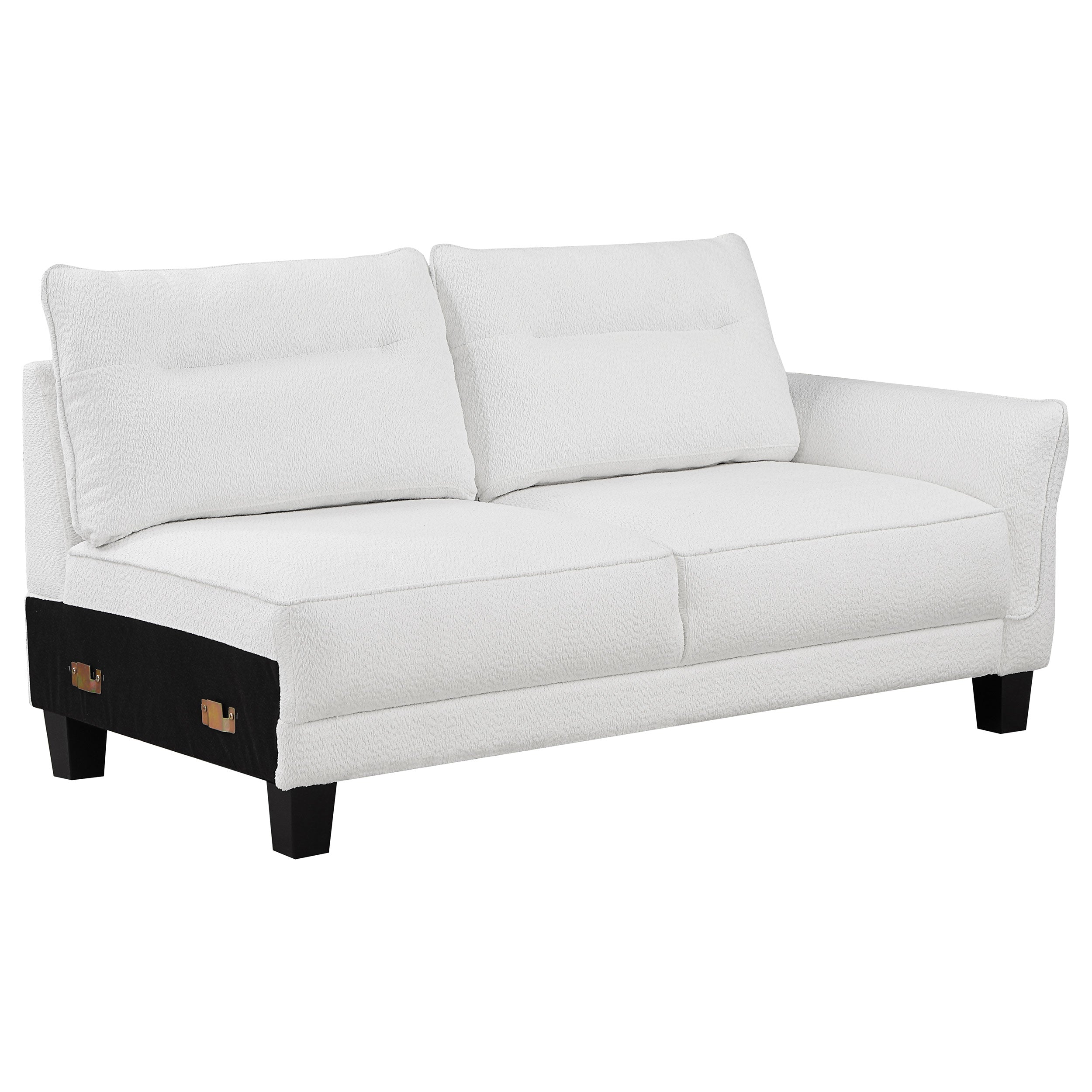 Caspian Upholstered Curved Arm Chaise Sectional Sofa White — view 4