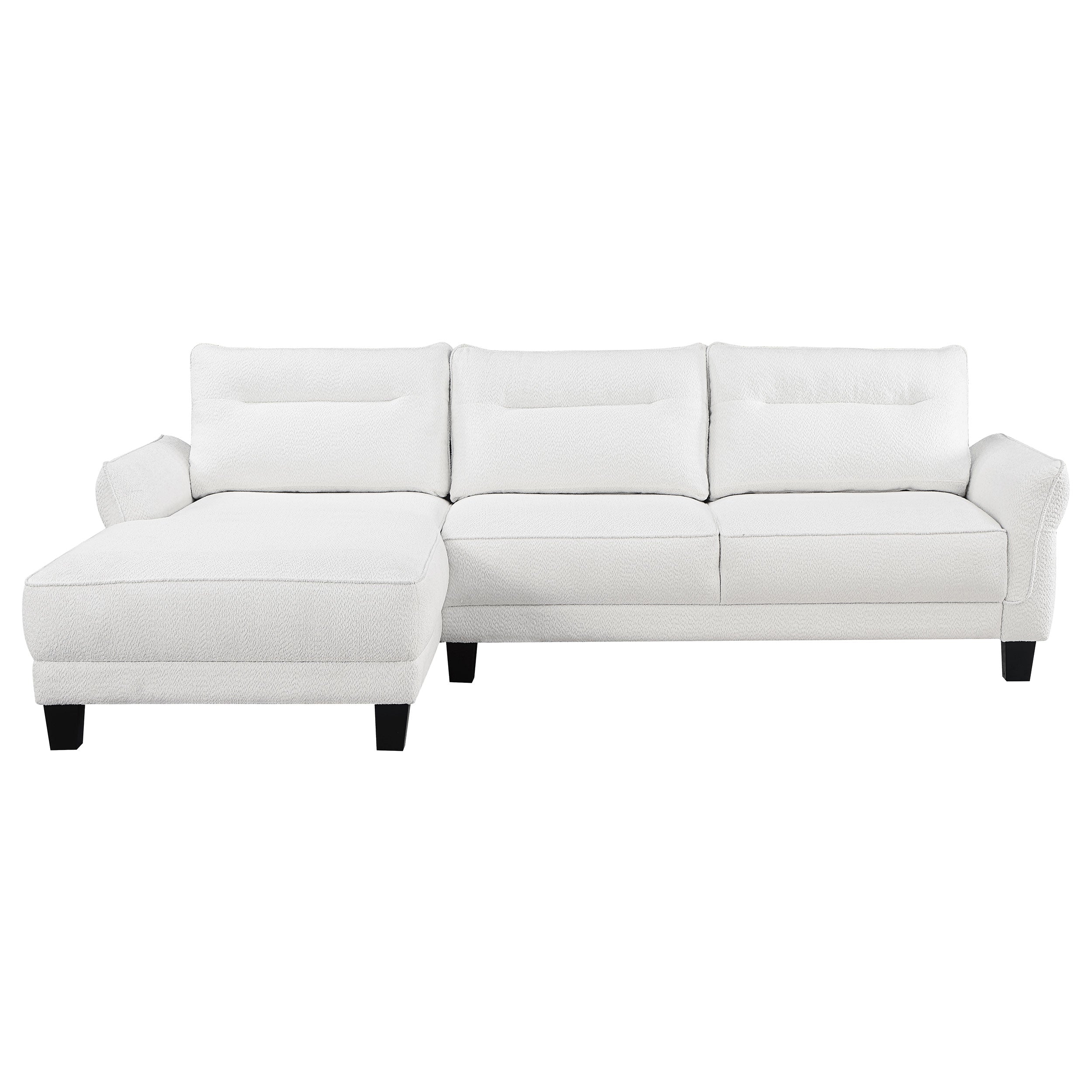Caspian Upholstered Curved Arm Chaise Sectional Sofa White — view 5