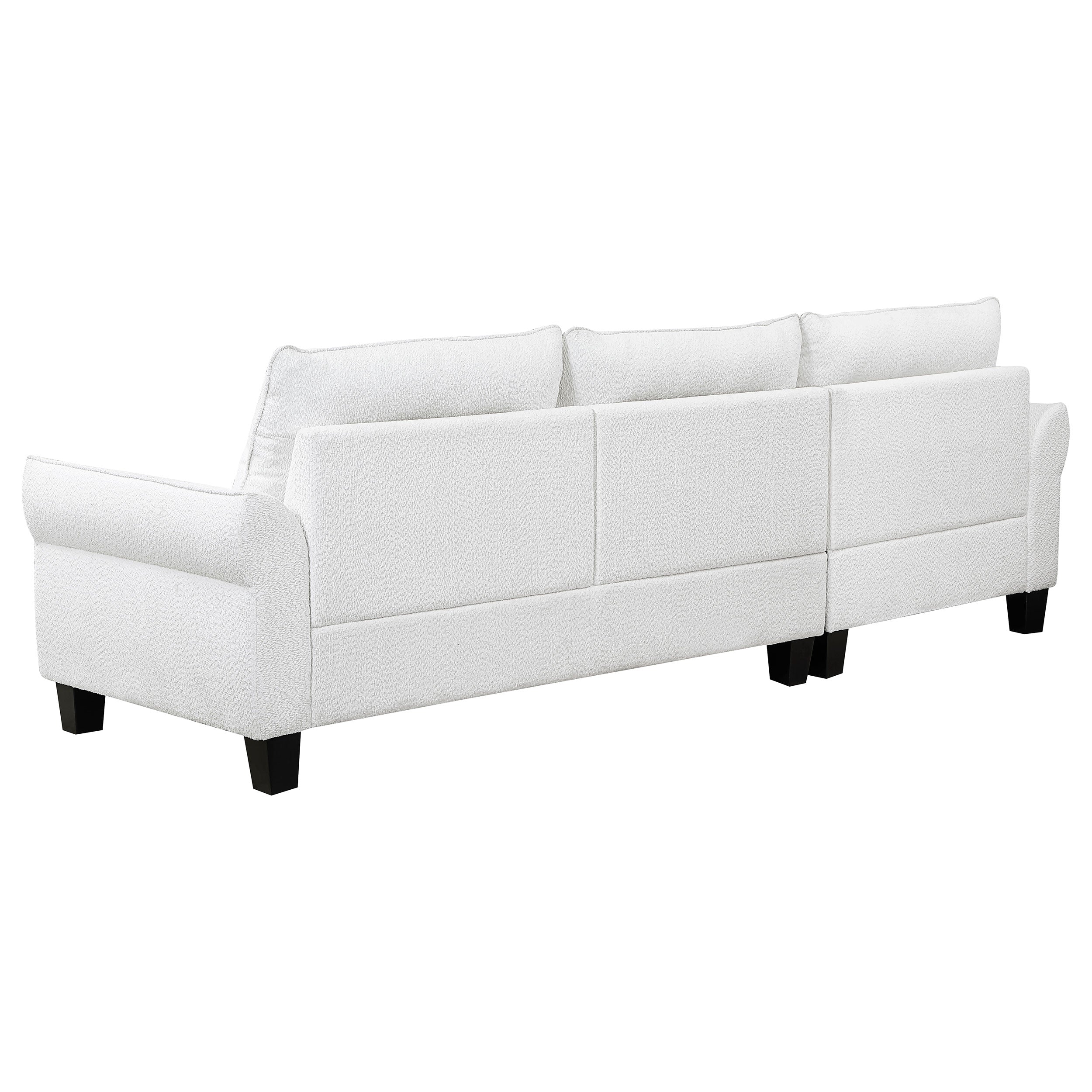 Caspian Upholstered Curved Arm Chaise Sectional Sofa White — view 8