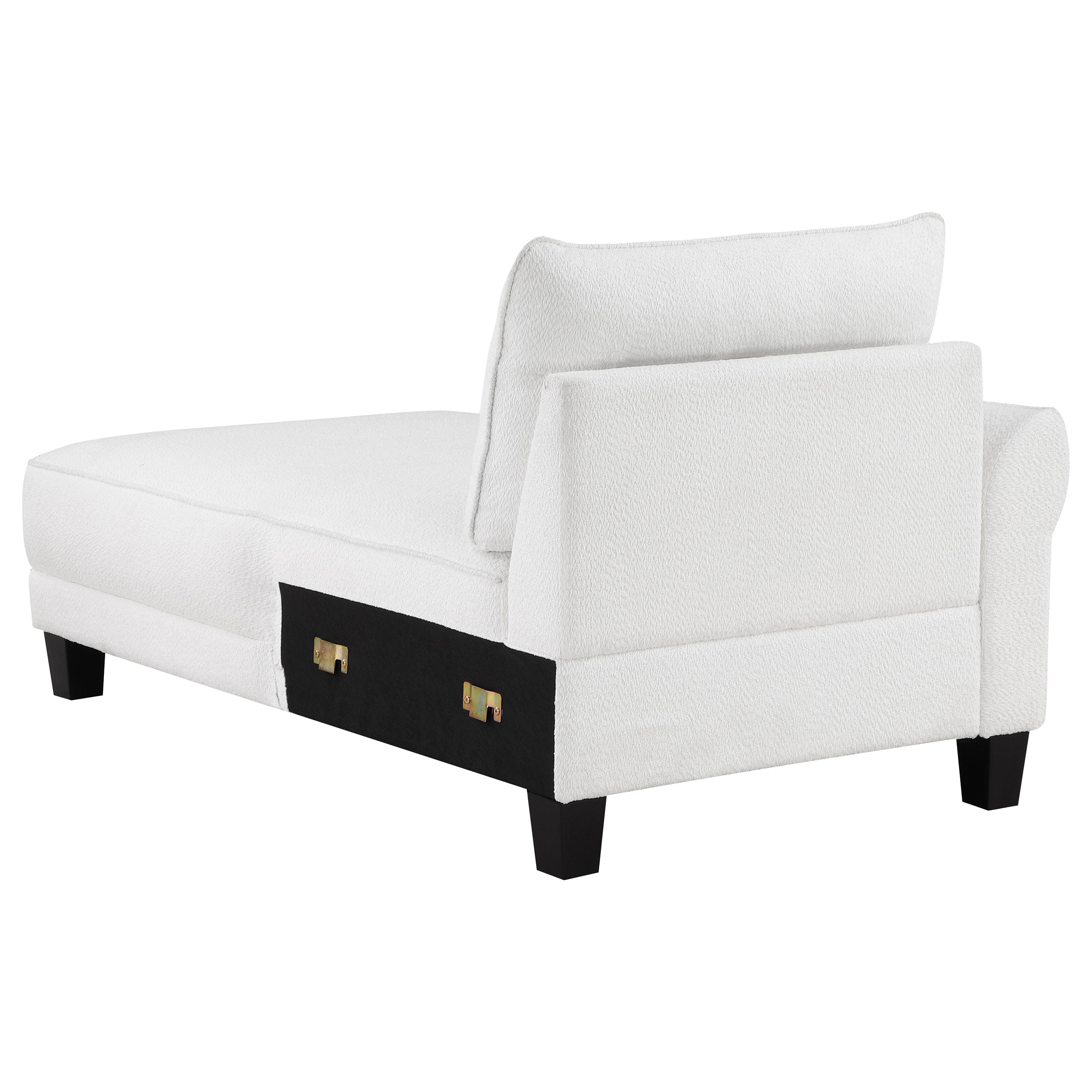 Caspian Upholstered Curved Arm Chaise Sectional Sofa White — view 9