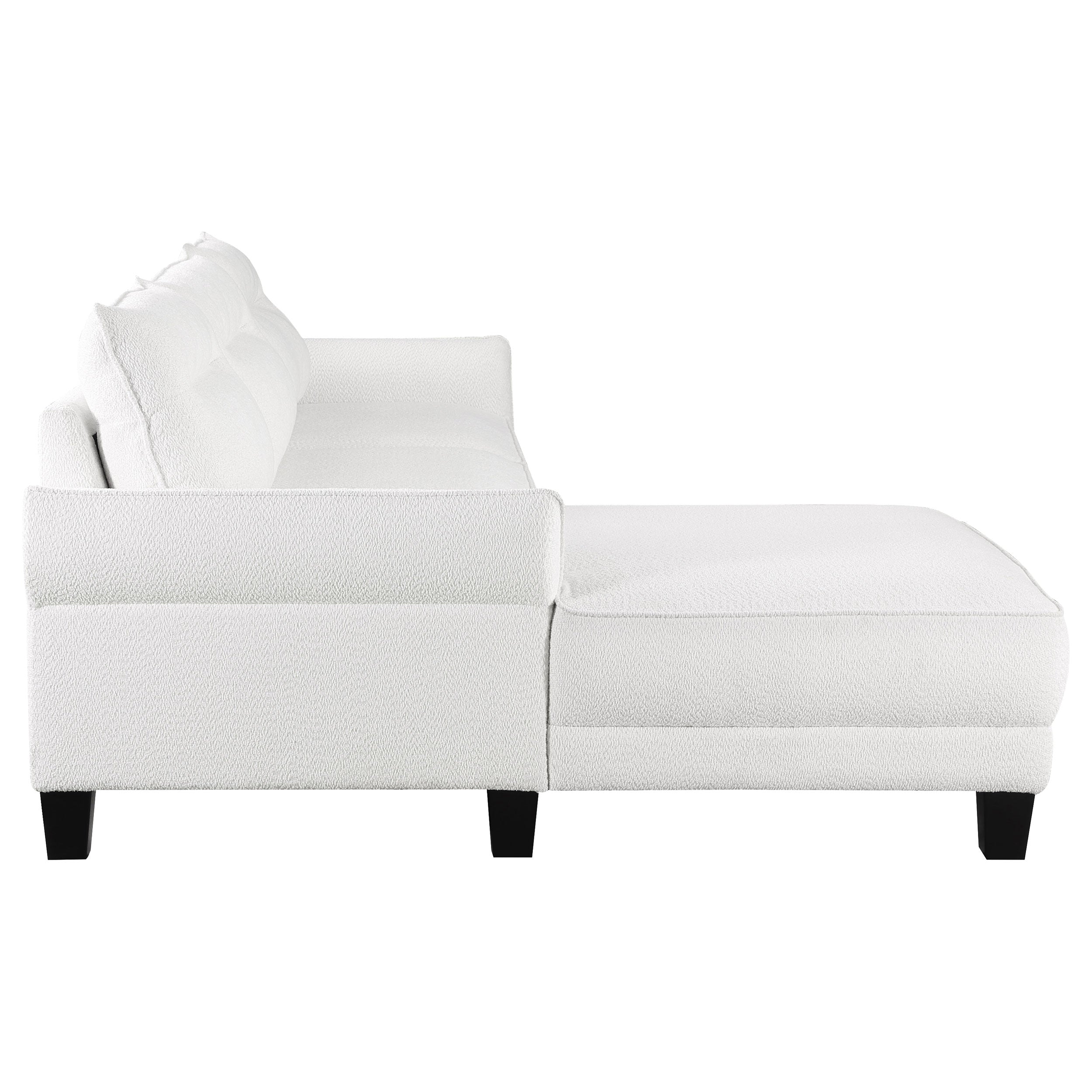 Caspian Upholstered Curved Arm Chaise Sectional Sofa White — view 11