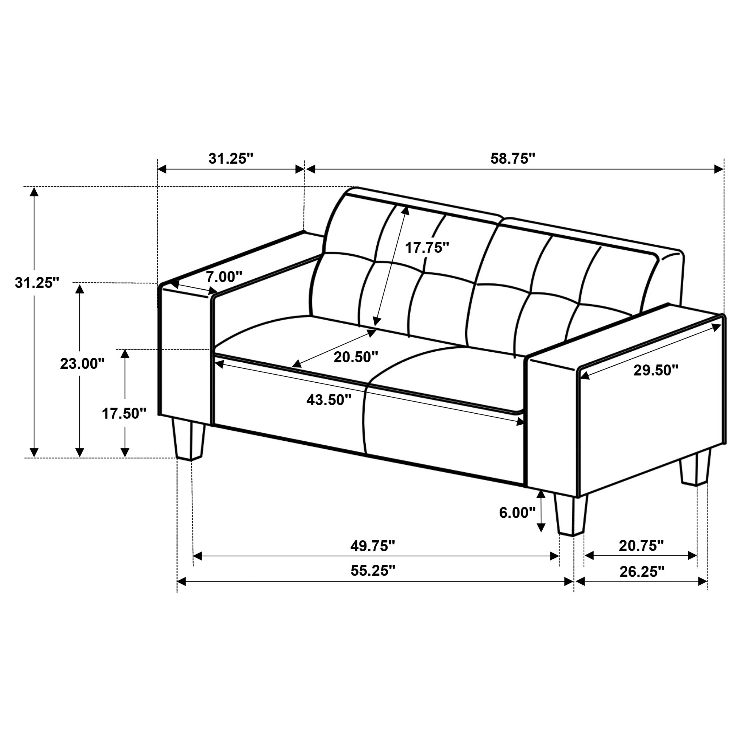 Deerhurst Upholstered Track Arm Tufted Loveseat Greige — view 13