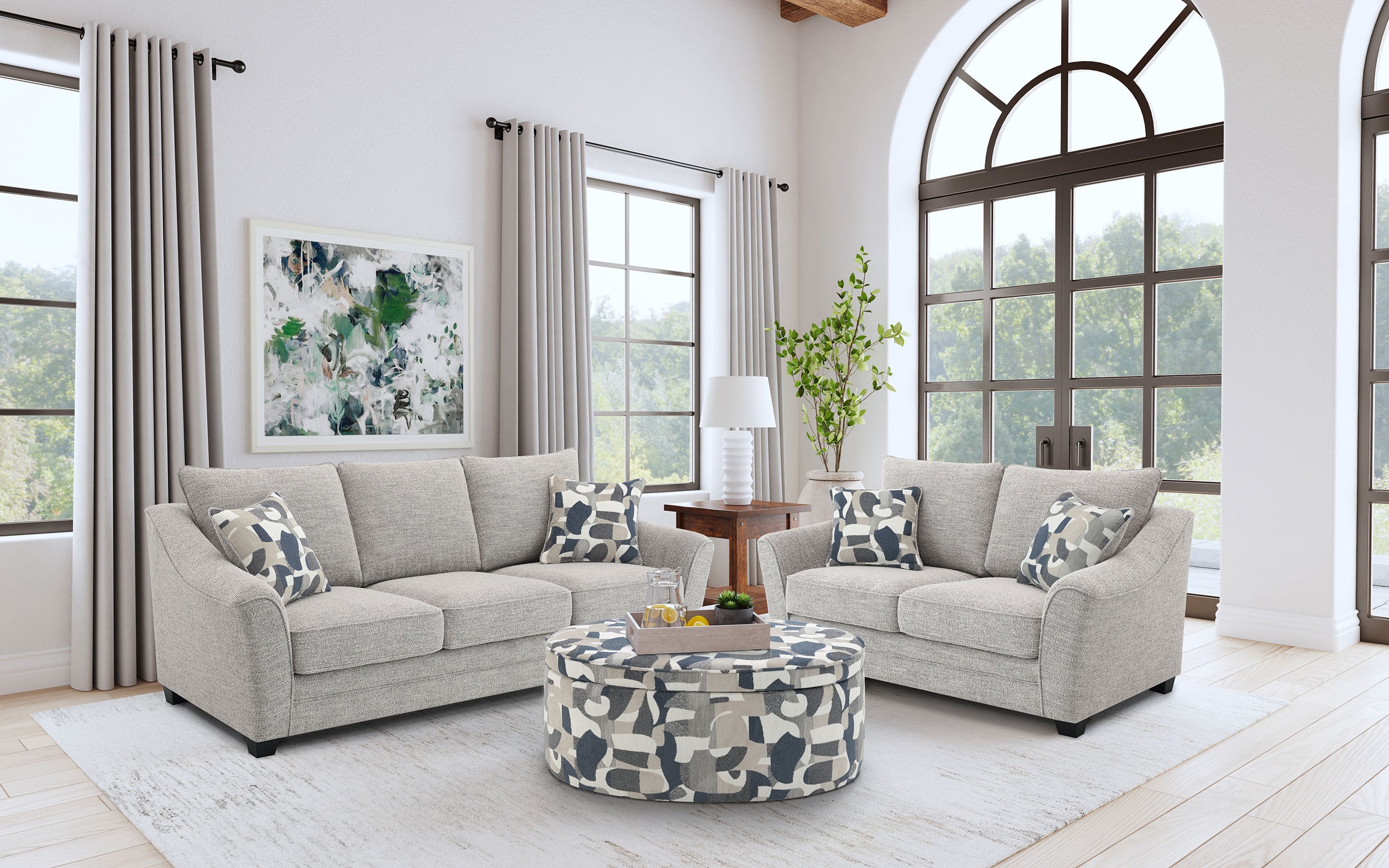 Tomkins 2-piece Boucle Upholstered Sofa Set Light Grey — view 1