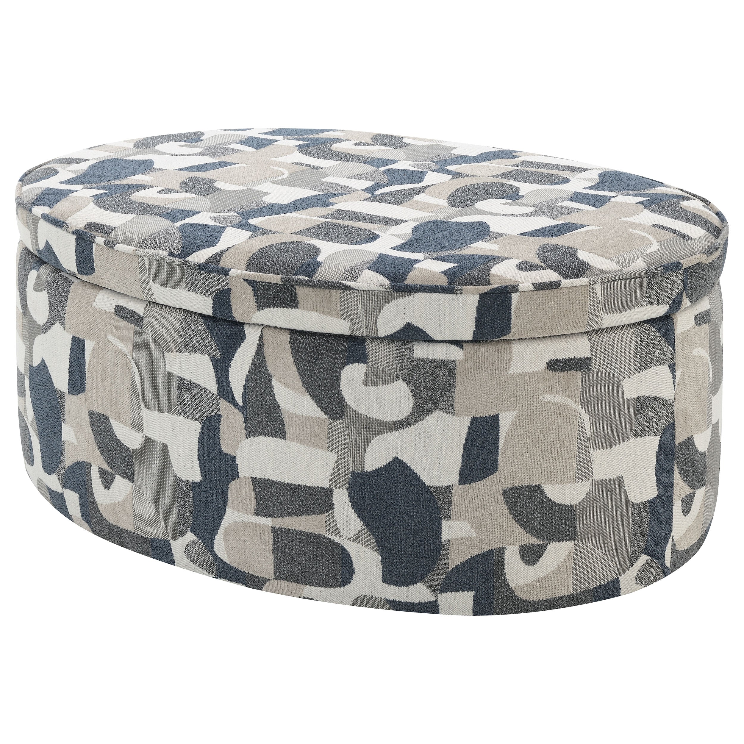 Tomkins Oval Upholstered Storage Ottoman Indigo Blue — view 6