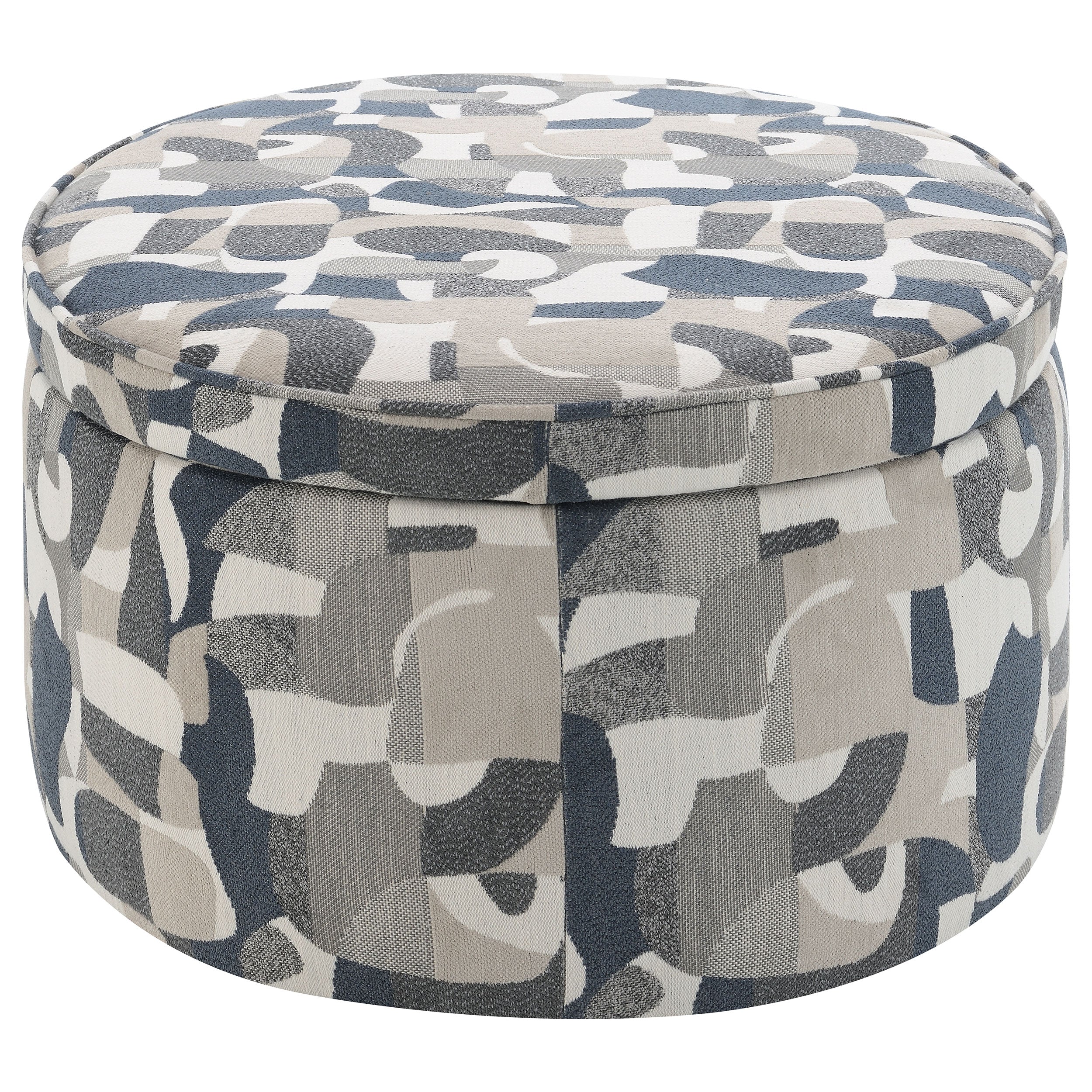 Tomkins Oval Upholstered Storage Ottoman Indigo Blue — view 7