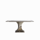 Modern Rectangular Dining Table For 6 - 8, Plated Hourglass Base