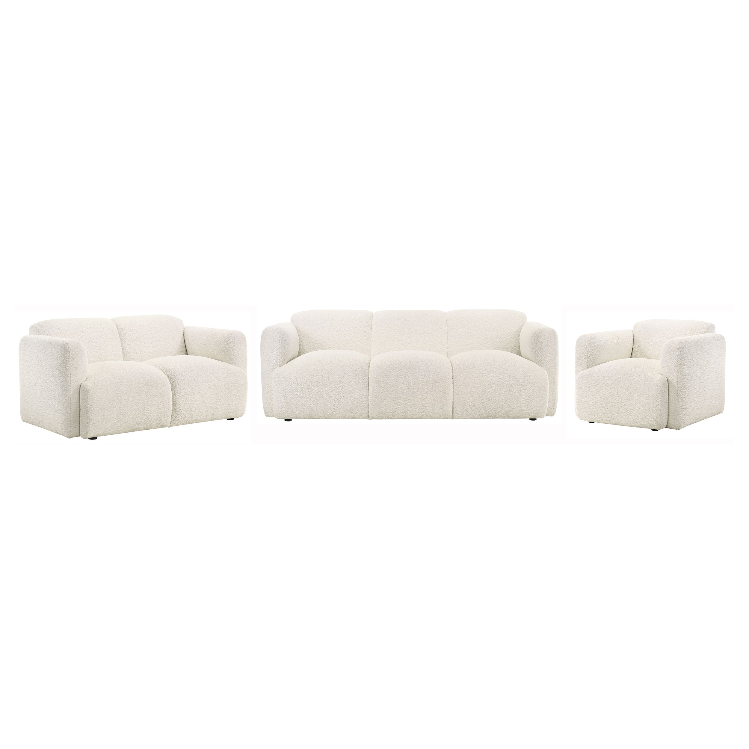 Dorset 3-piece Upholstered Round Track Arm Sofa Set White — view 2