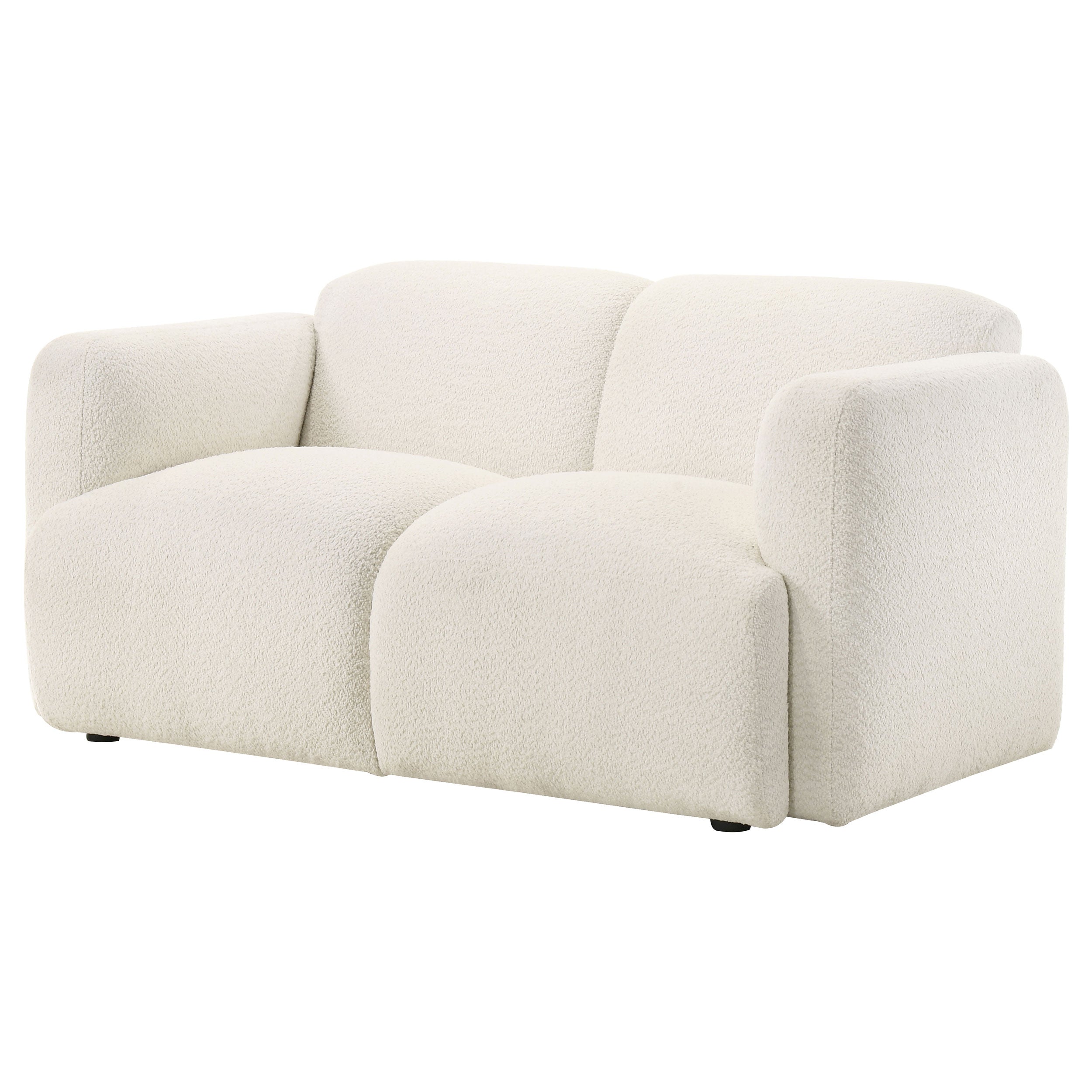 Dorset Fabric Upholstered Round Track Arm Loveseat White — view 4