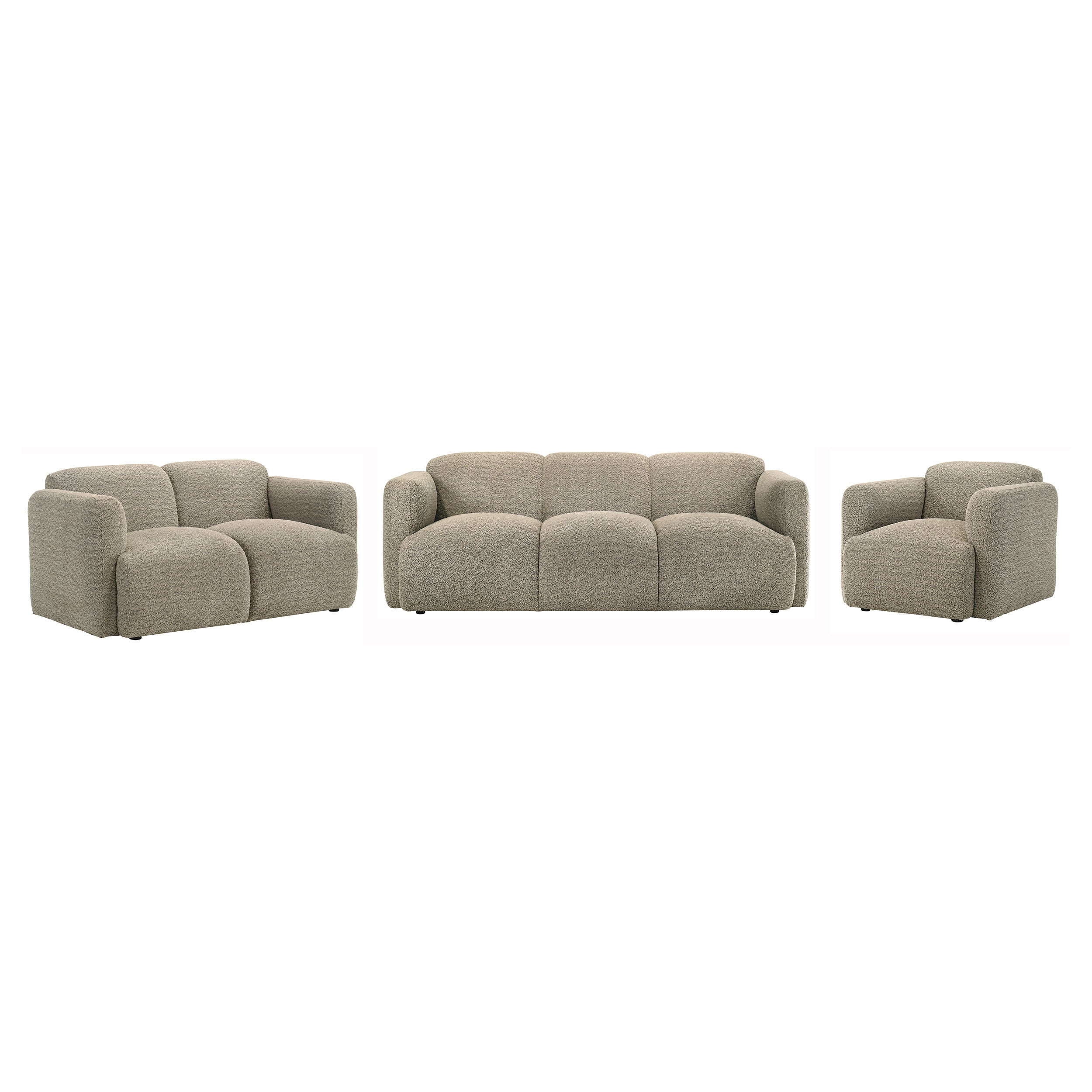 Dorset 3-piece Upholstered Round Track Arm Sofa Set Brown — view 2
