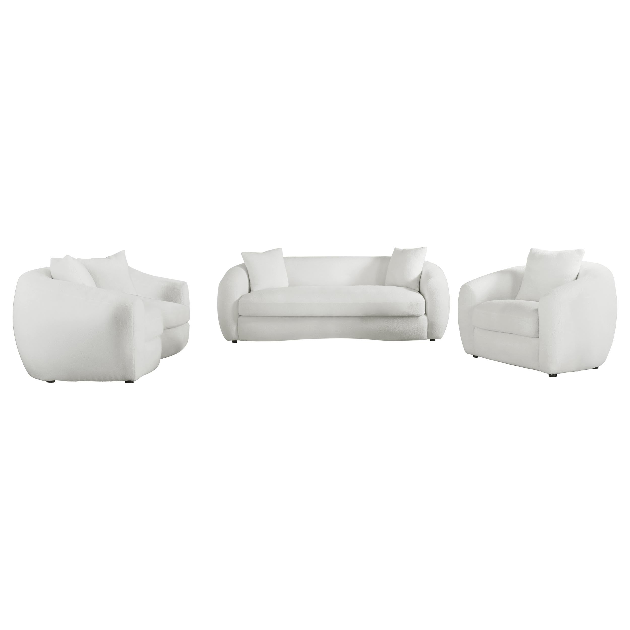 Isabella 3-piece Faux Sheepskin Upholstered Sofa Set Natural — view 2