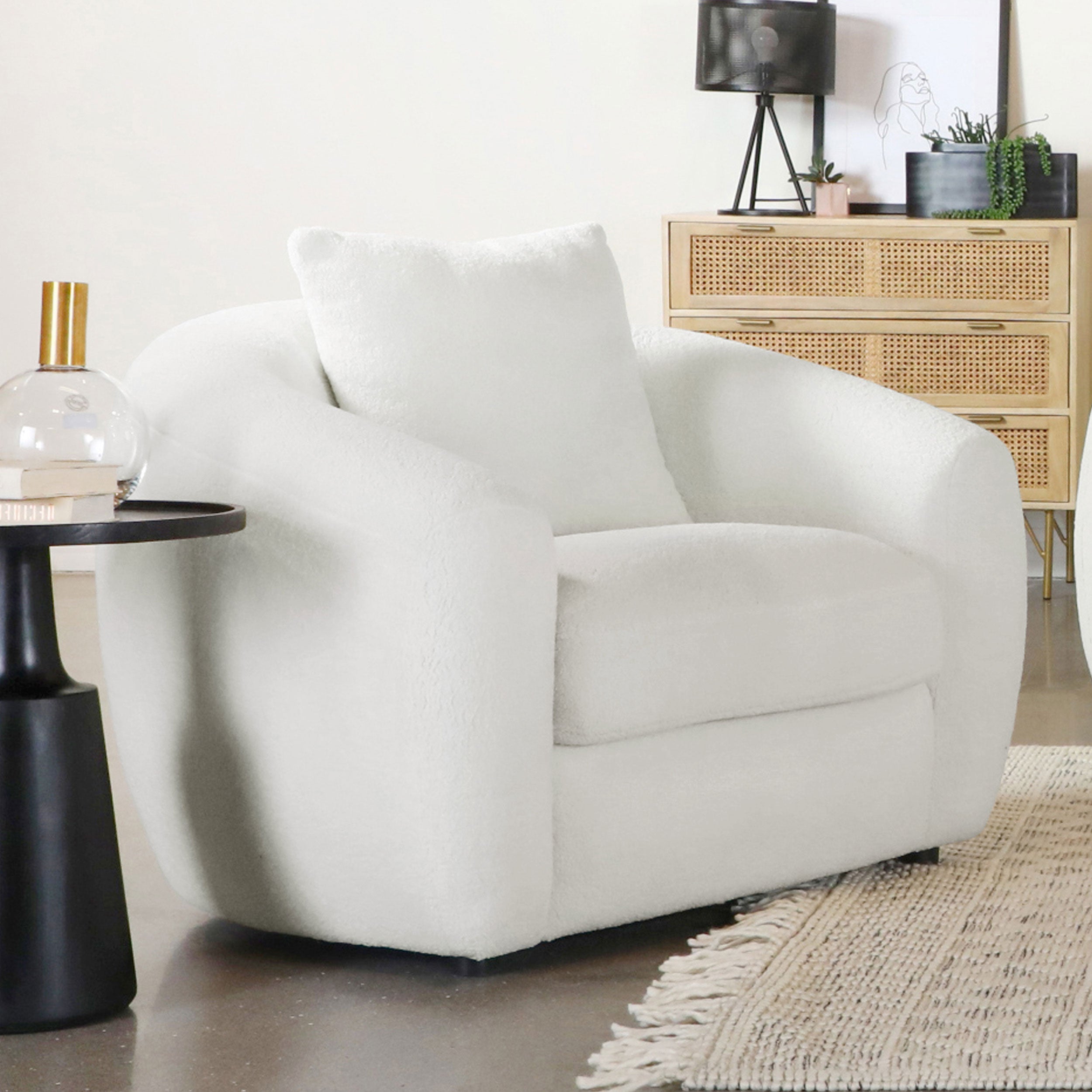 Isabella Faux Sheepskin Upholstered Accent Chair Natural — view 2