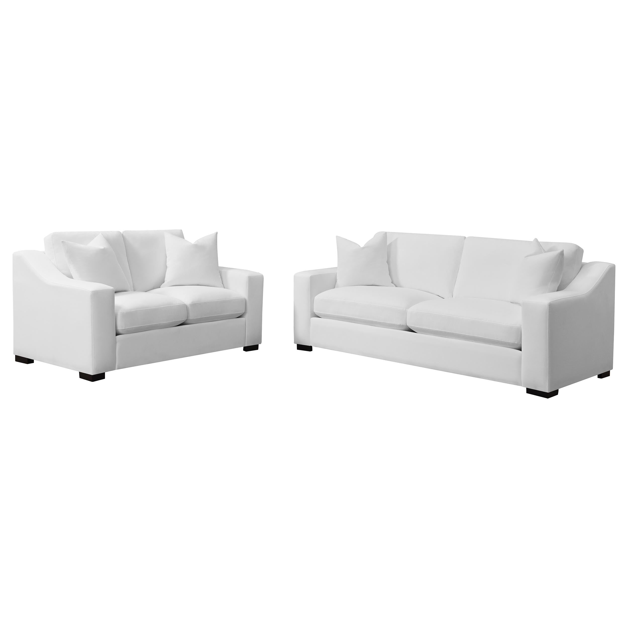 Ashlyn 2-piece Upholstered Sloped Arm Sofa Set White — view 2