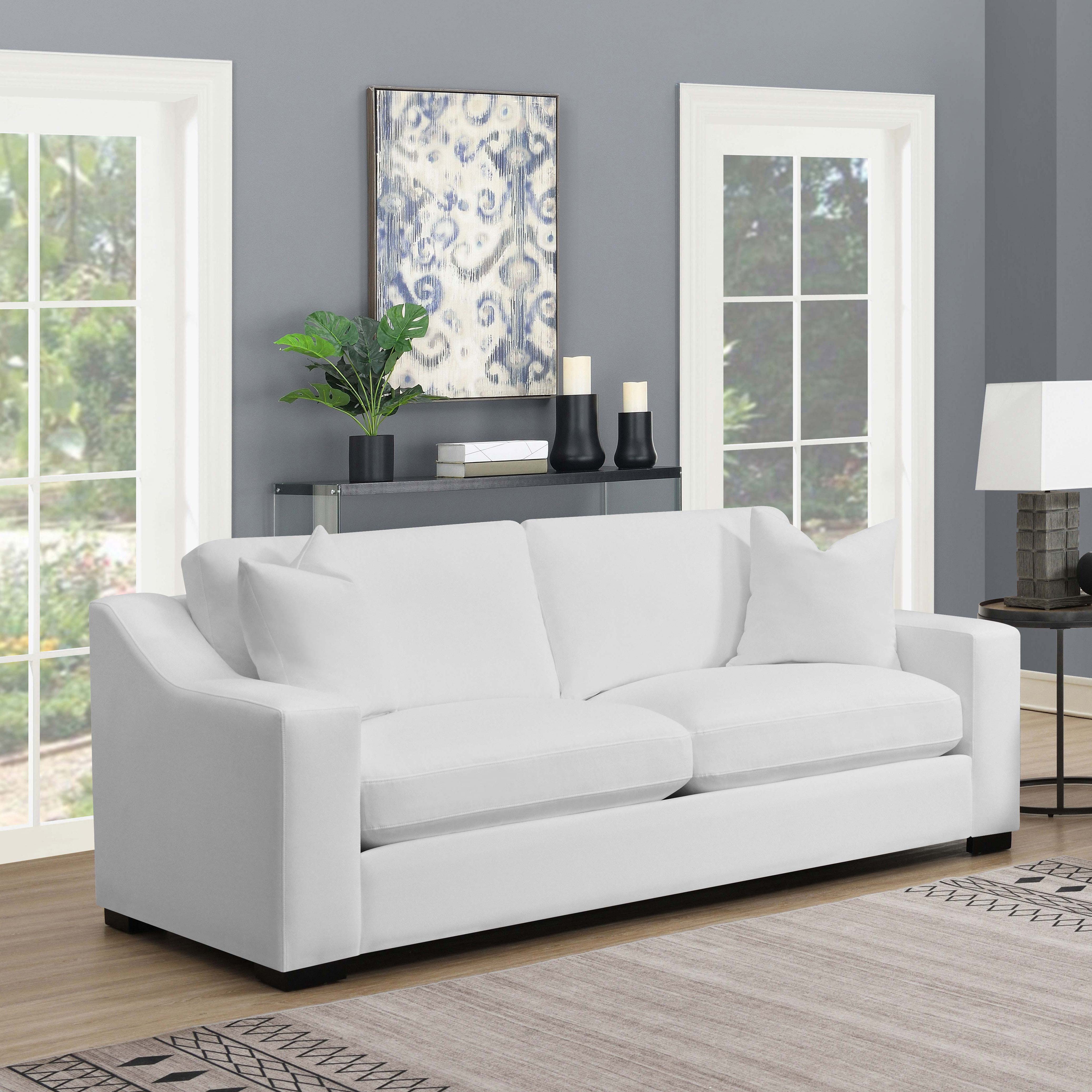 Ashlyn Upholstered Sloped Arm Sofa White — view 2