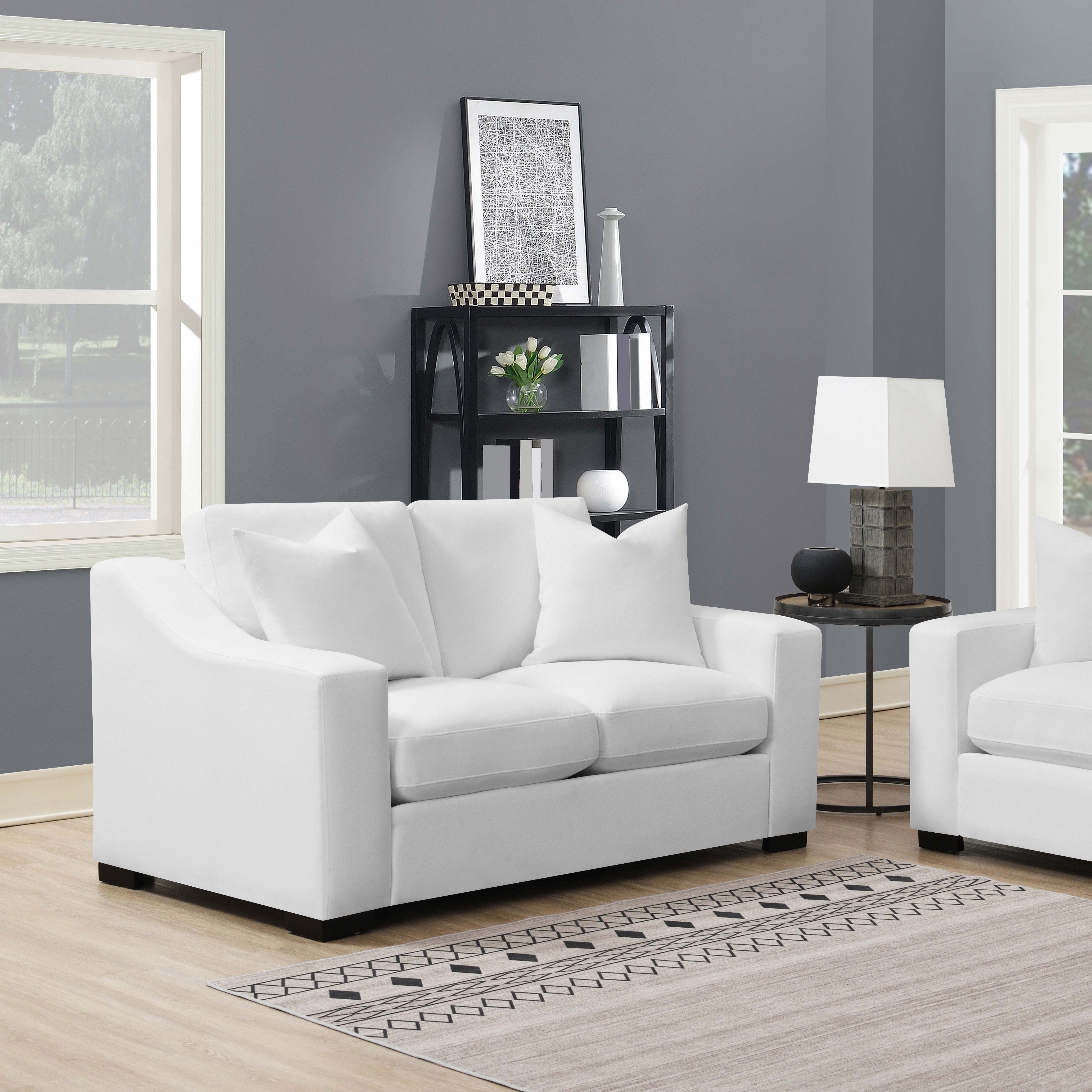 Ashlyn Upholstered Sloped Arm Loveseat White — view 2