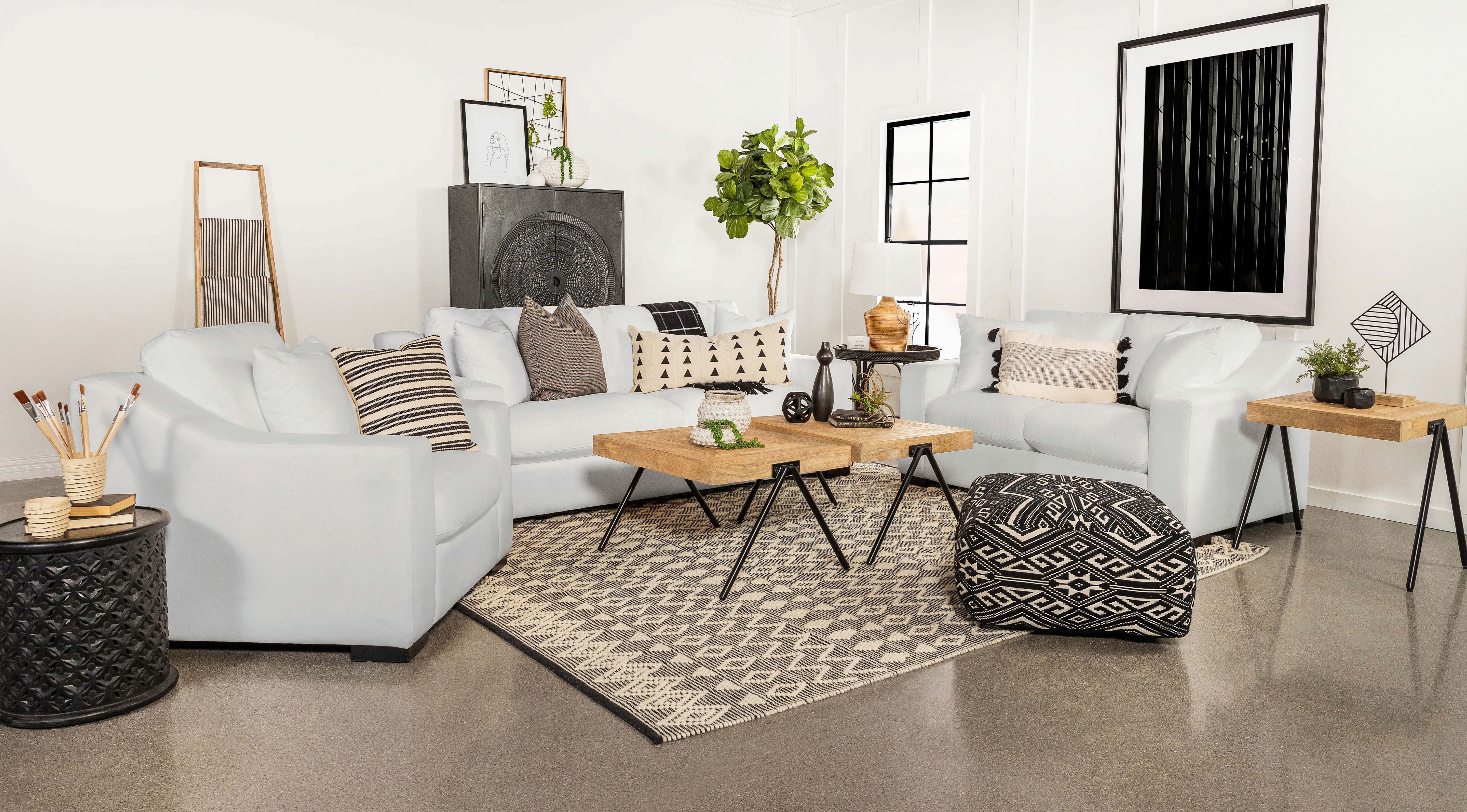 Ashlyn Upholstered Sloped Arm Loveseat White — view 11