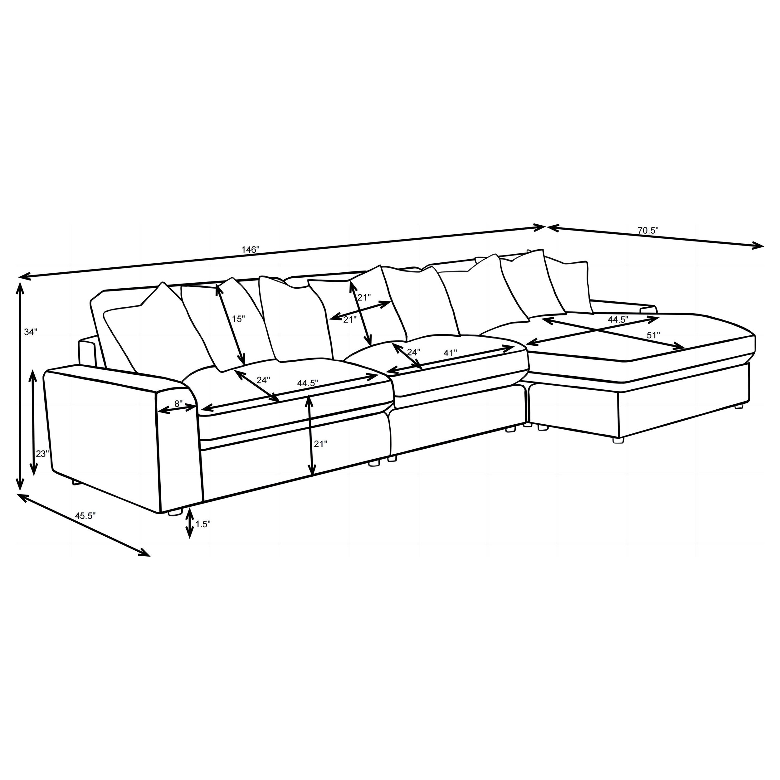 Blaine Upholstered Reversible Chaise Sectional Sofa Sand — view 17