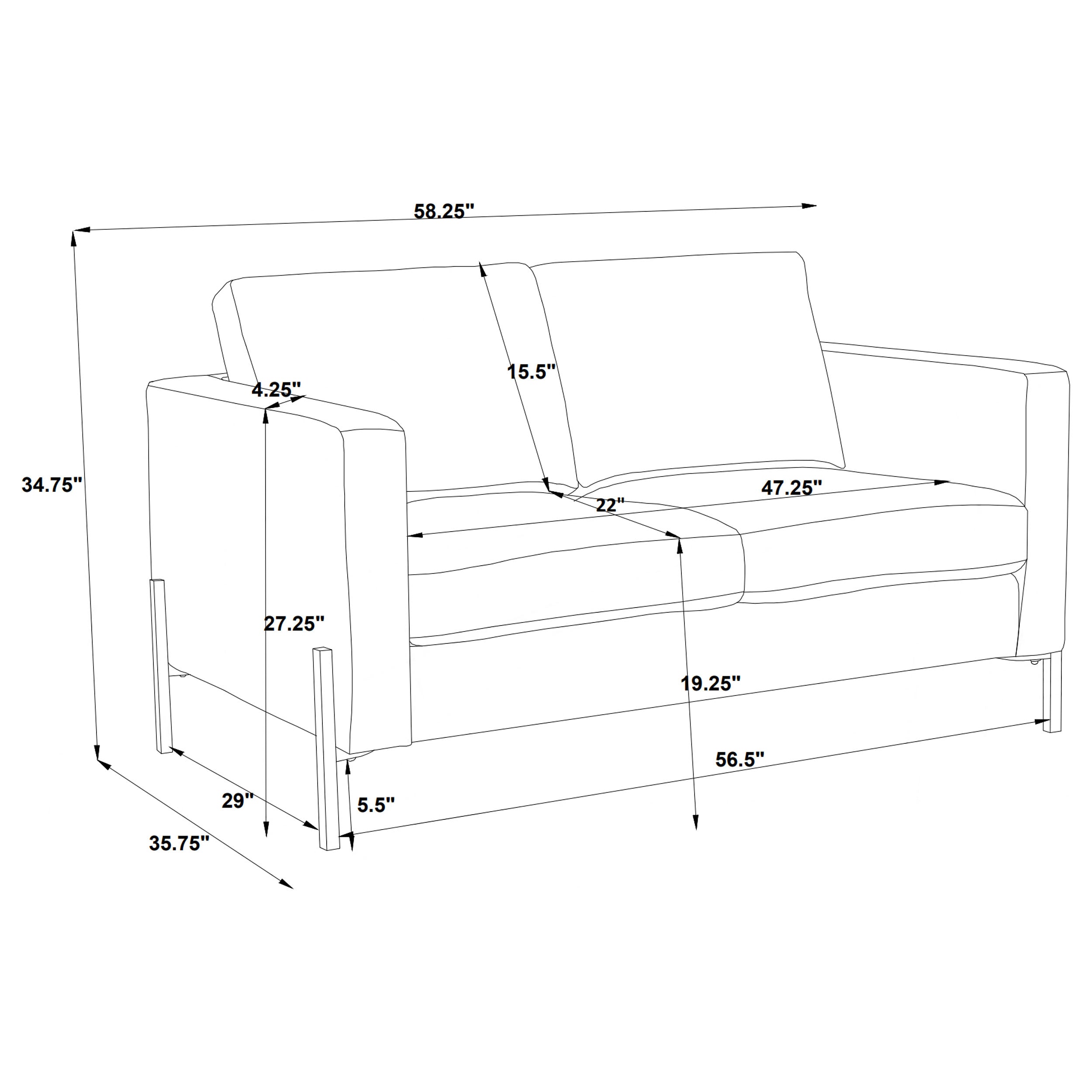 Tilly Upholstered Track Arm Loveseat Oatmeal — view 10